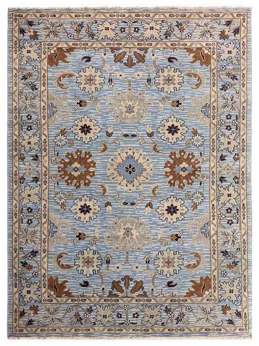 Artisan Rashida Blue Beige Traditional Knotted Rug - Rugs - Artisan - Atlanta Designer Rugs