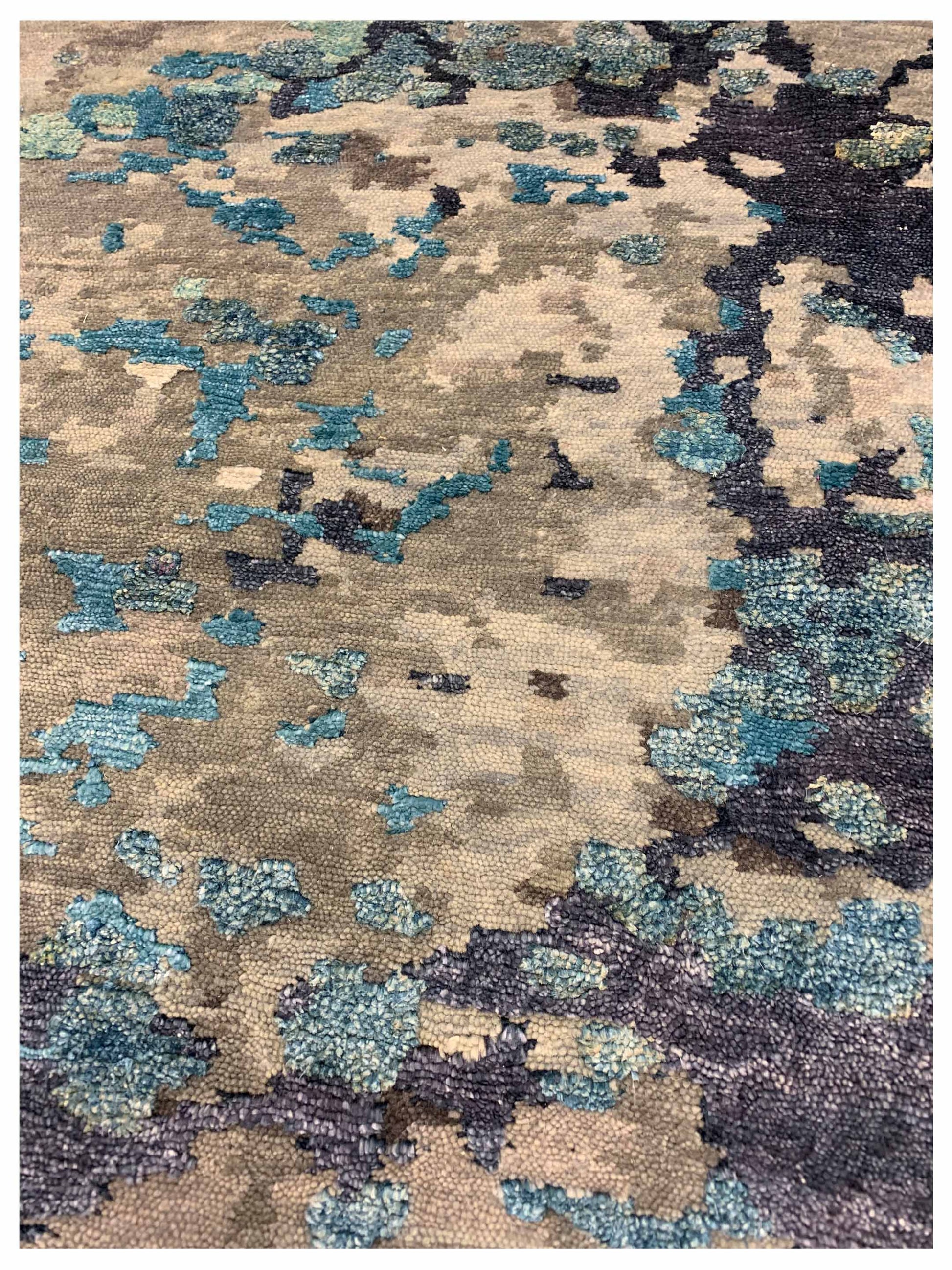 Artisan Mary Silver Blue Contemporary Knotted Rug - Rugs - Artisan - Atlanta Designer Rugs