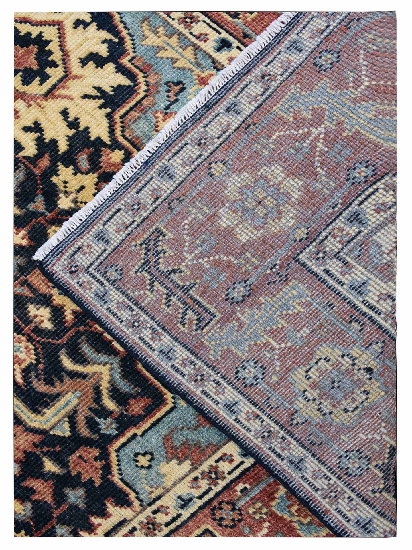 Artisan Aimee  Navy Red Traditional Knotted Rug