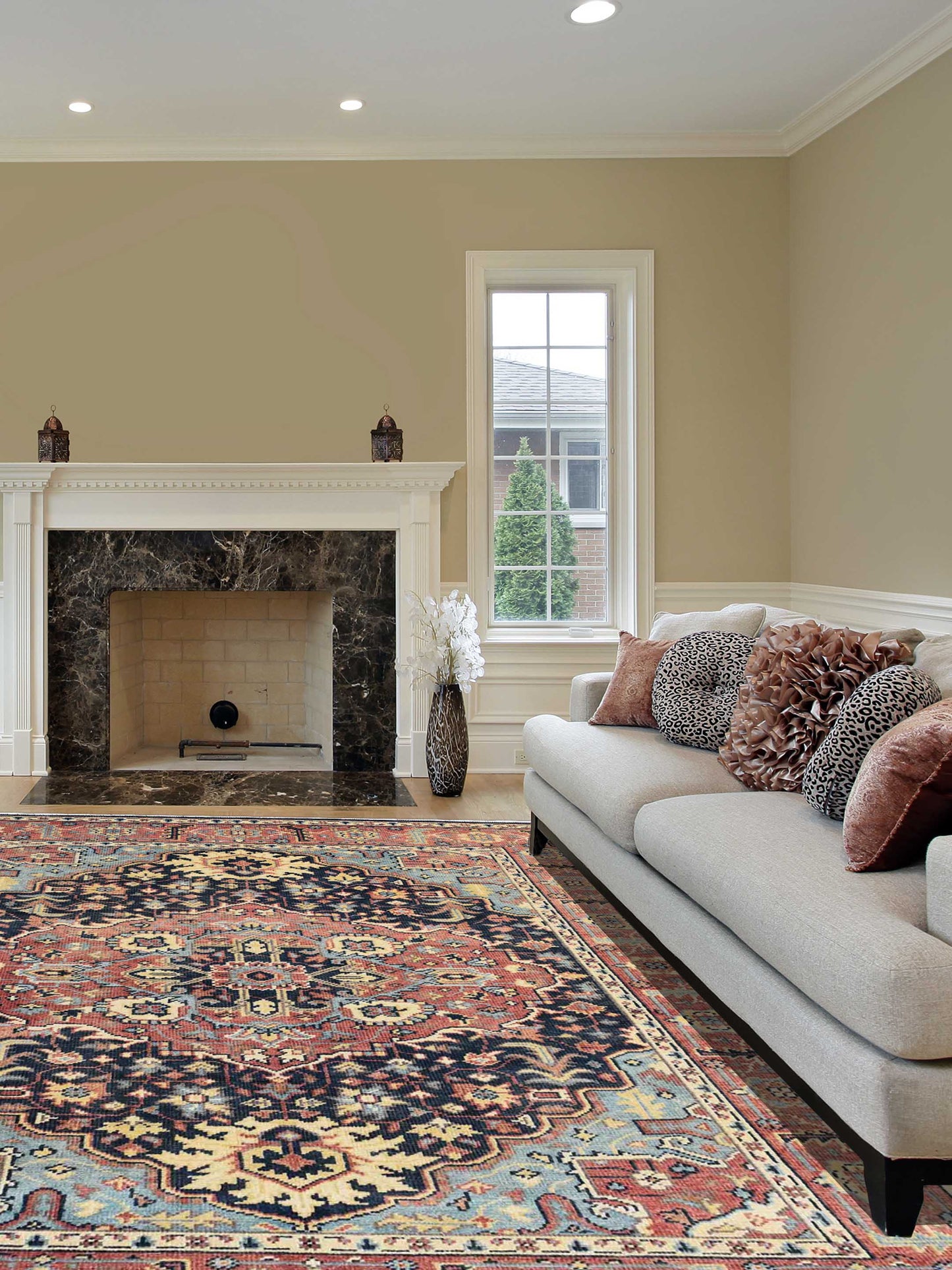 Artisan Aimee  Navy Red Traditional Knotted Rug