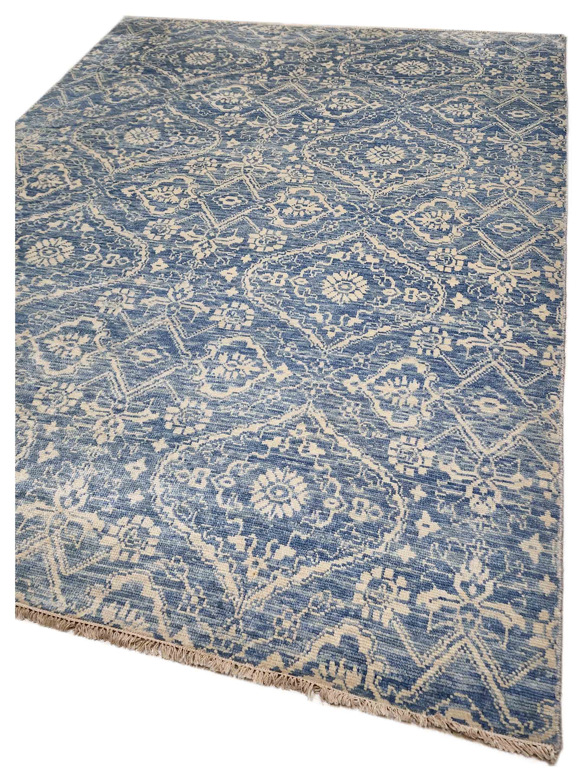 Artisan Amanda Blue Ivory Traditional Knotted Rug - Rugs - Artisan - Atlanta Designer Rugs