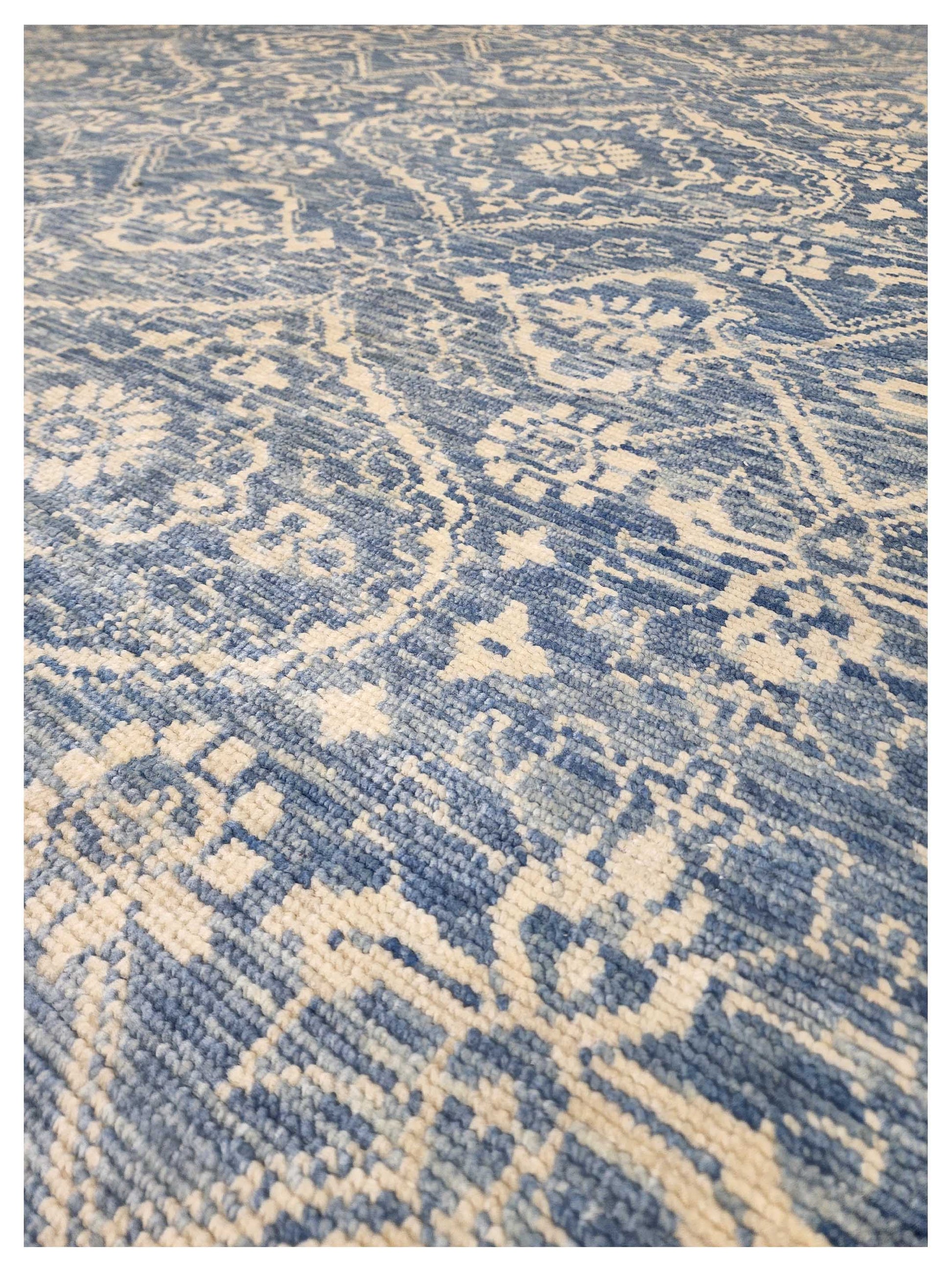 Artisan Amanda Blue Ivory Traditional Knotted Rug - Rugs - Artisan - Atlanta Designer Rugs