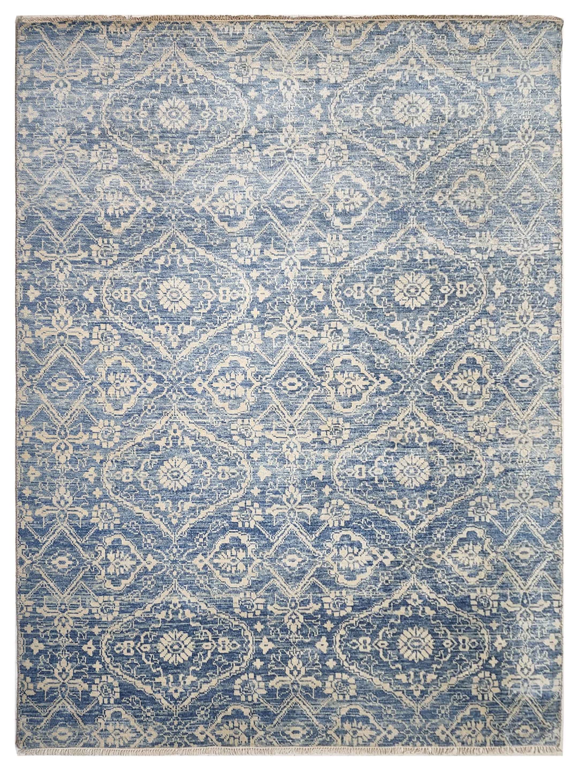 Artisan Amanda Blue Ivory Traditional Knotted Rug - Rugs - Artisan - Atlanta Designer Rugs