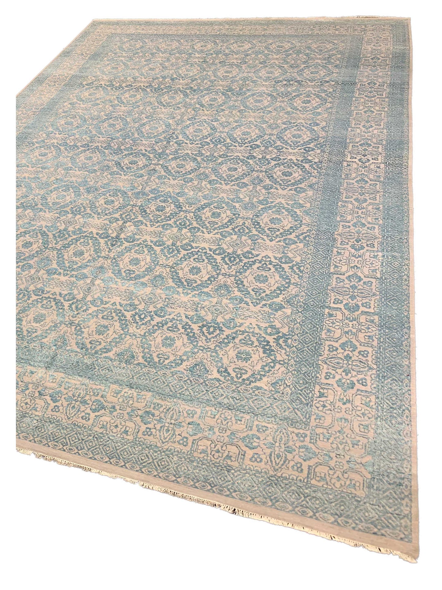 Artisan Victoria  Beige Lt.Blue Modern Knotted Rug