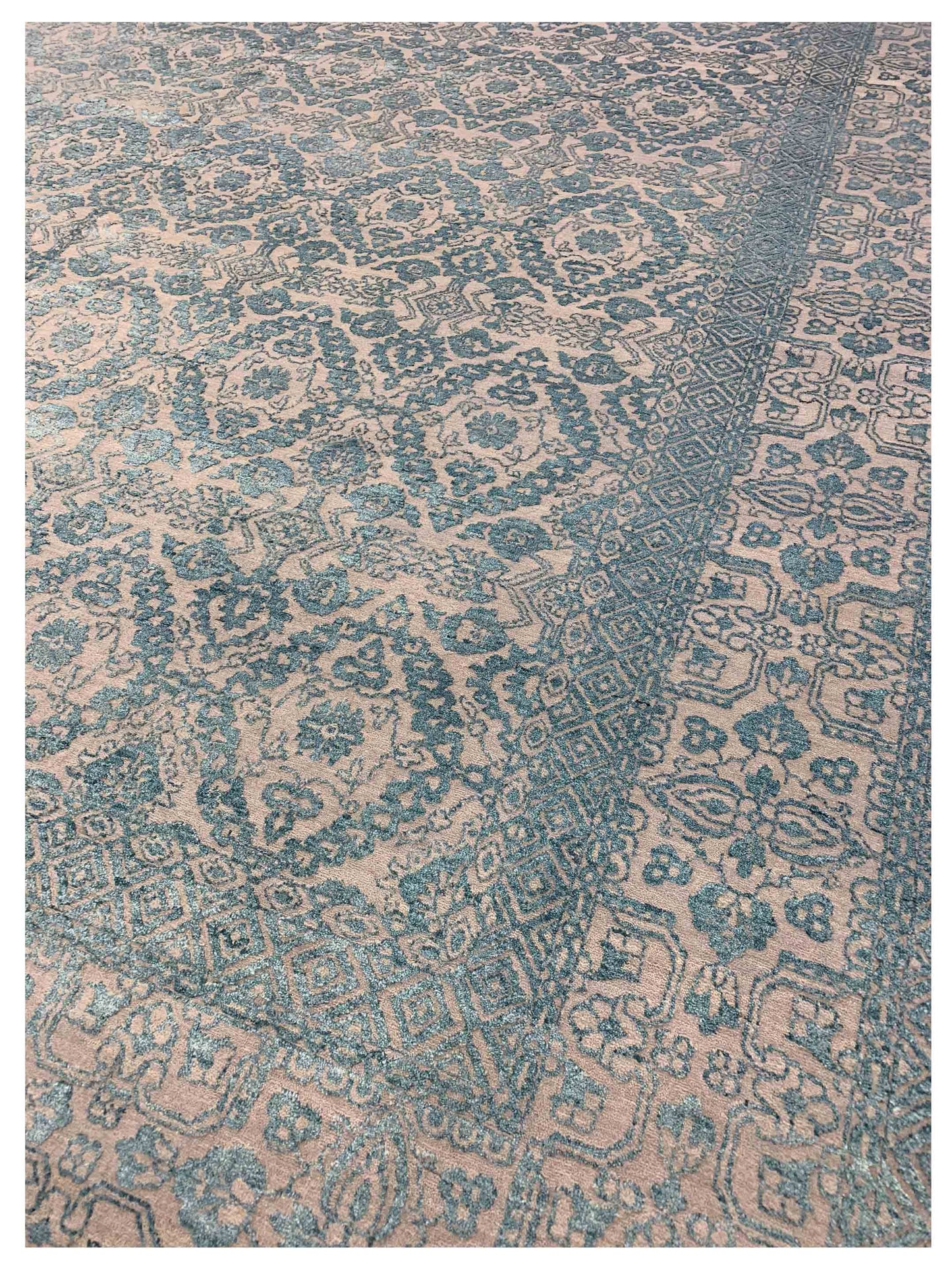 Artisan Victoria  Beige Lt.Blue Modern Knotted Rug