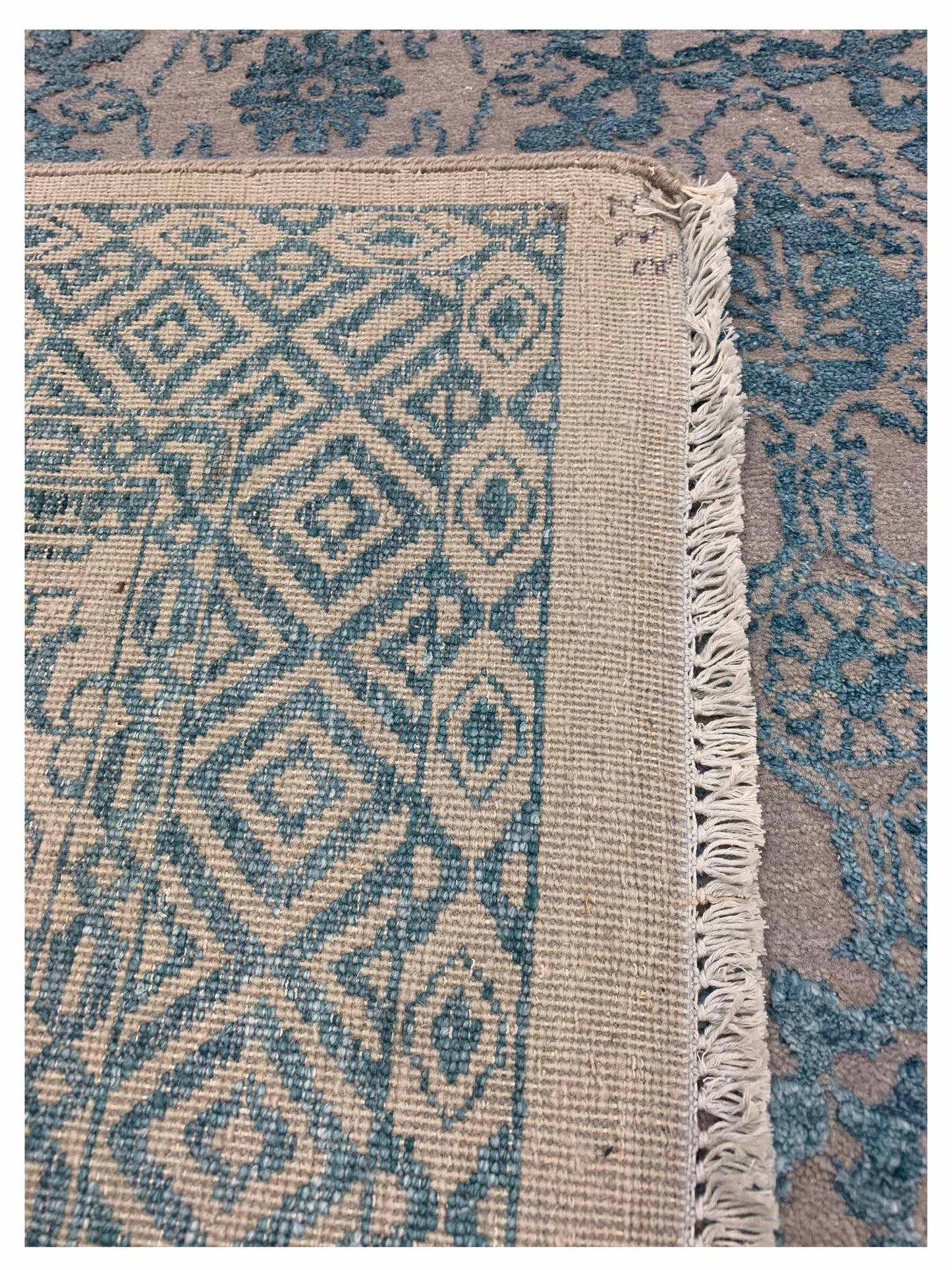 Artisan Victoria  Beige Lt.Blue Modern Knotted Rug