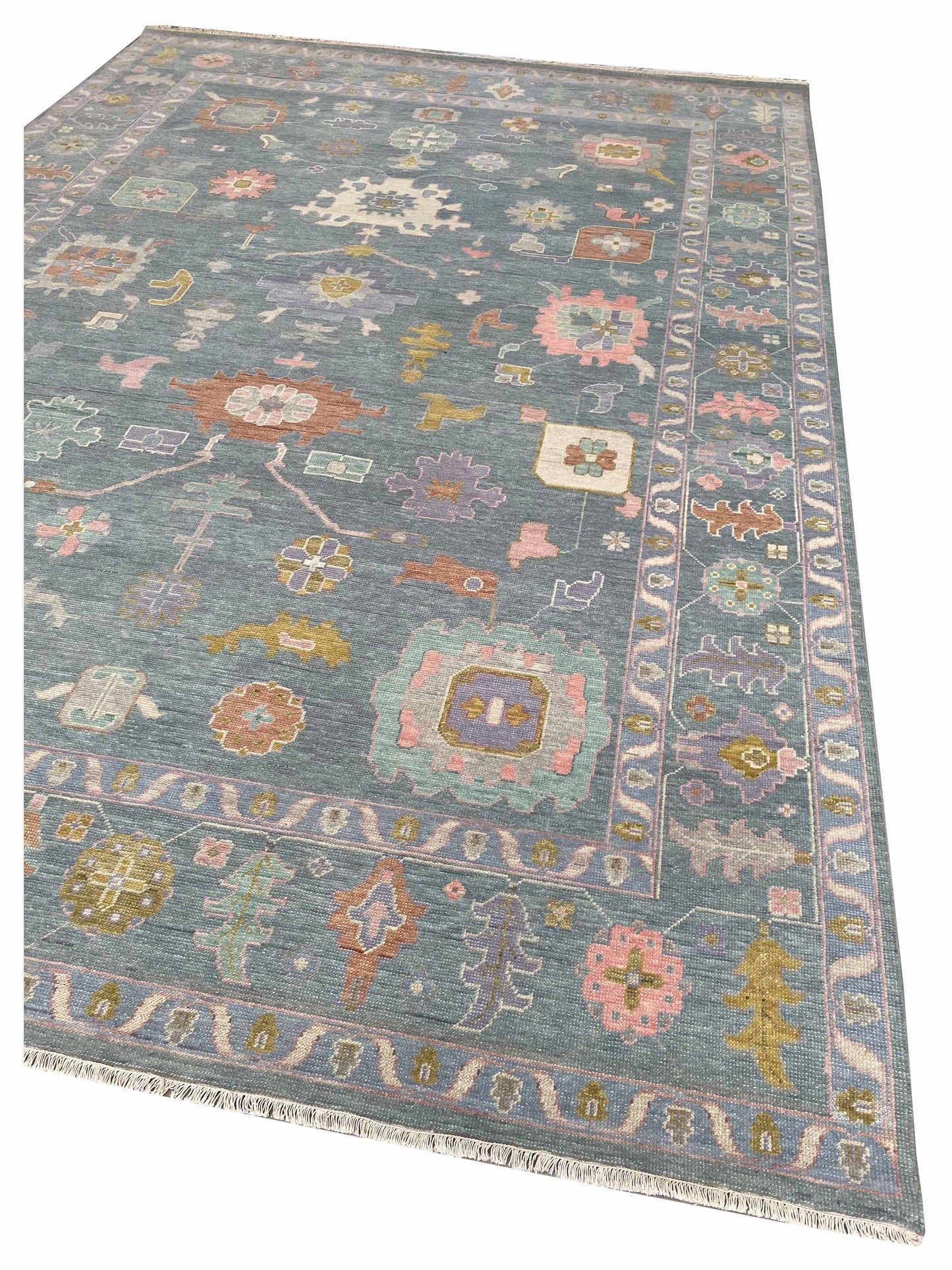 Artisan Blossom  Blue  Traditional Knotted Rug