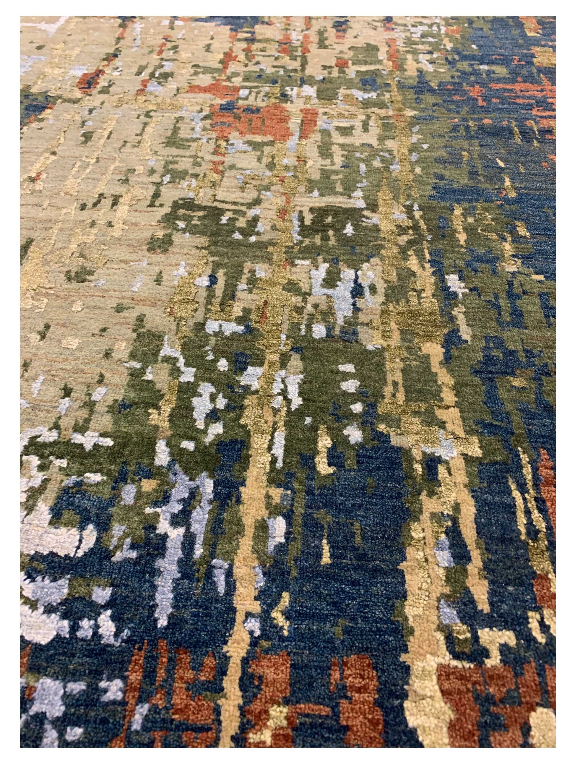 Artisan Dakota Blue Green Transitional Knotted Rug - Rugs - Artisan - Atlanta Designer Rugs