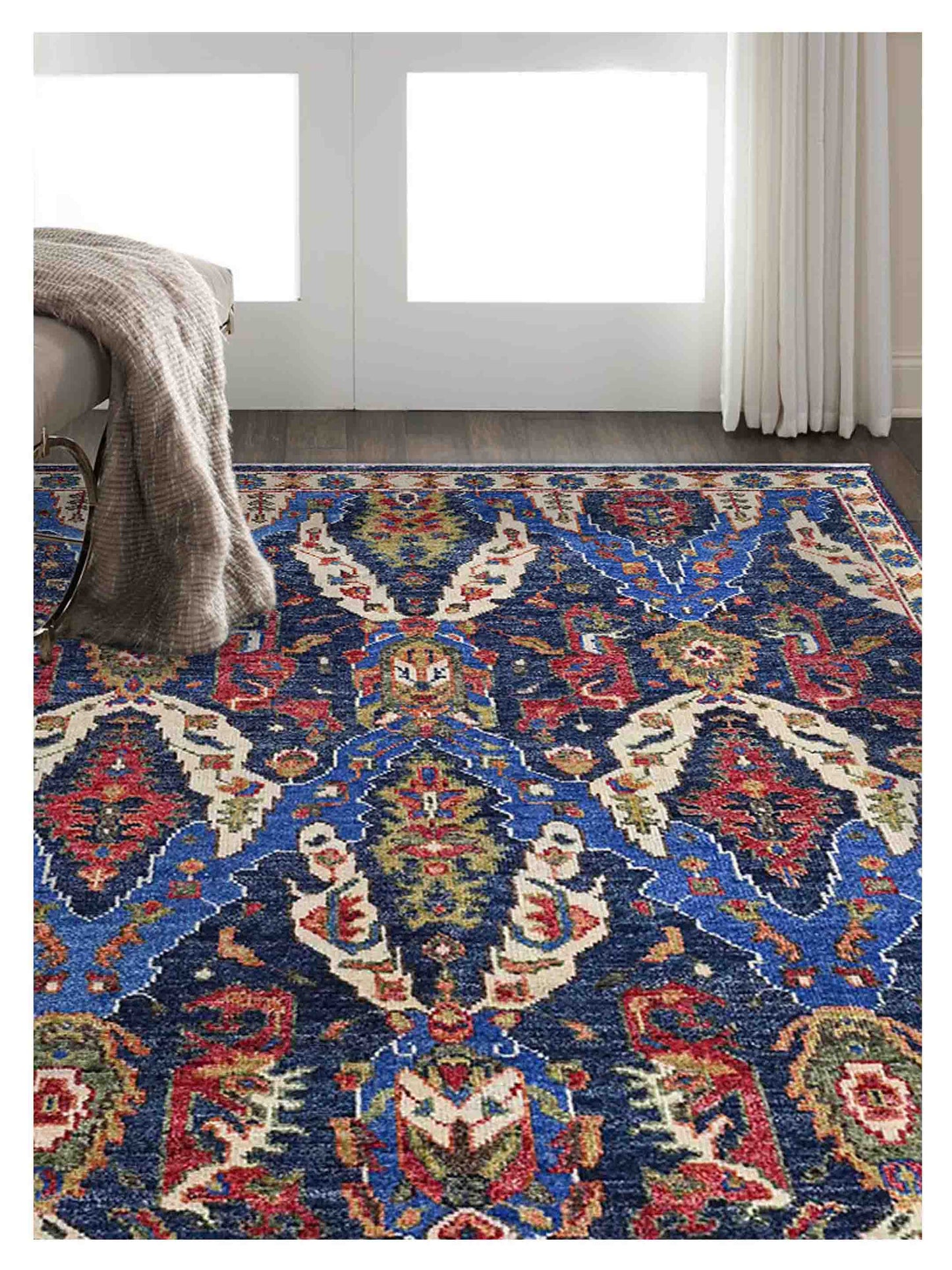 Artisan Felicity  Navy Beige Traditional Knotted Rug