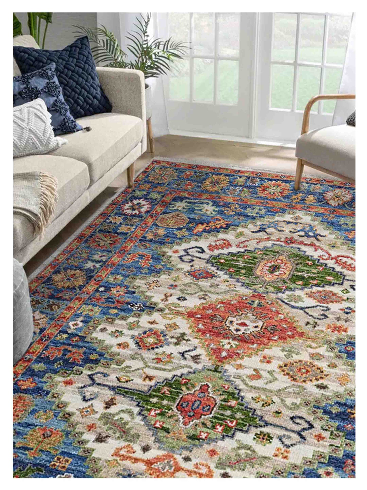 Artisan Felicity  Beige Blue Transitional Knotted Rug