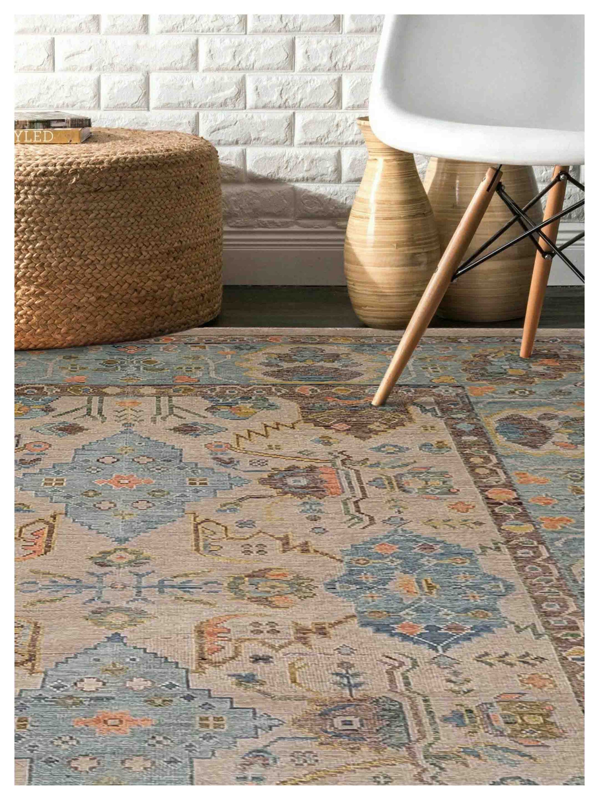 Artisan Blossom - 2 Beige Grey Traditional Knotted Rug - Rugs - Artisan - Atlanta Designer Rugs