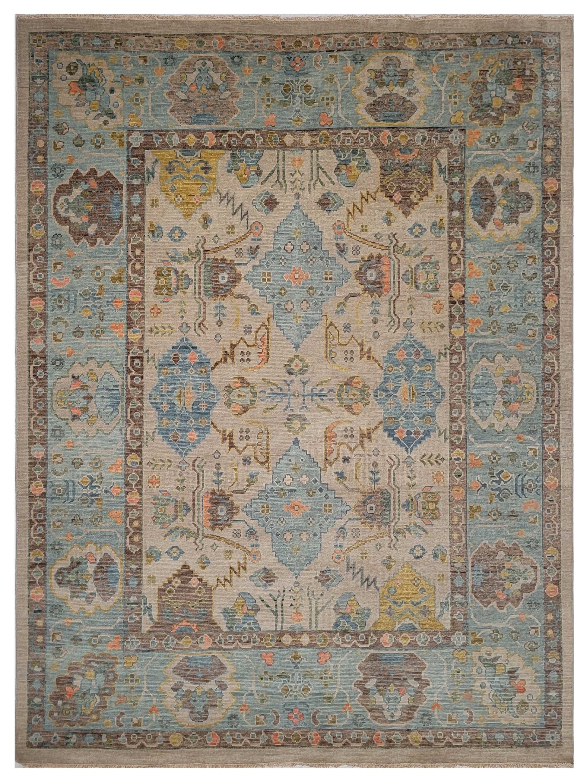 Artisan Blossom - 2 Beige Grey Traditional Knotted Rug - Rugs - Artisan - Atlanta Designer Rugs