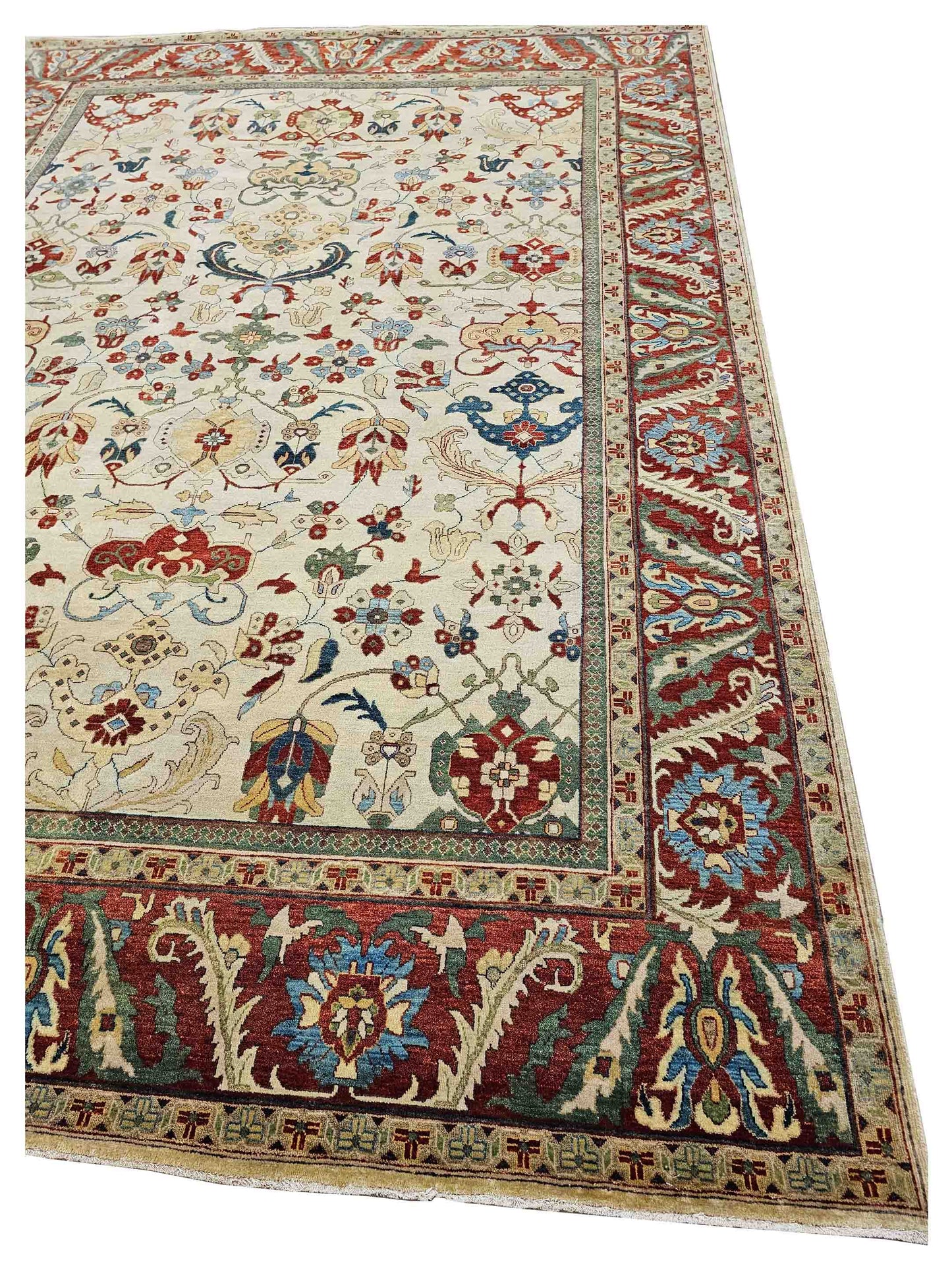 Artisan Gwyneth  Ivory Red Traditional Knotted Rug