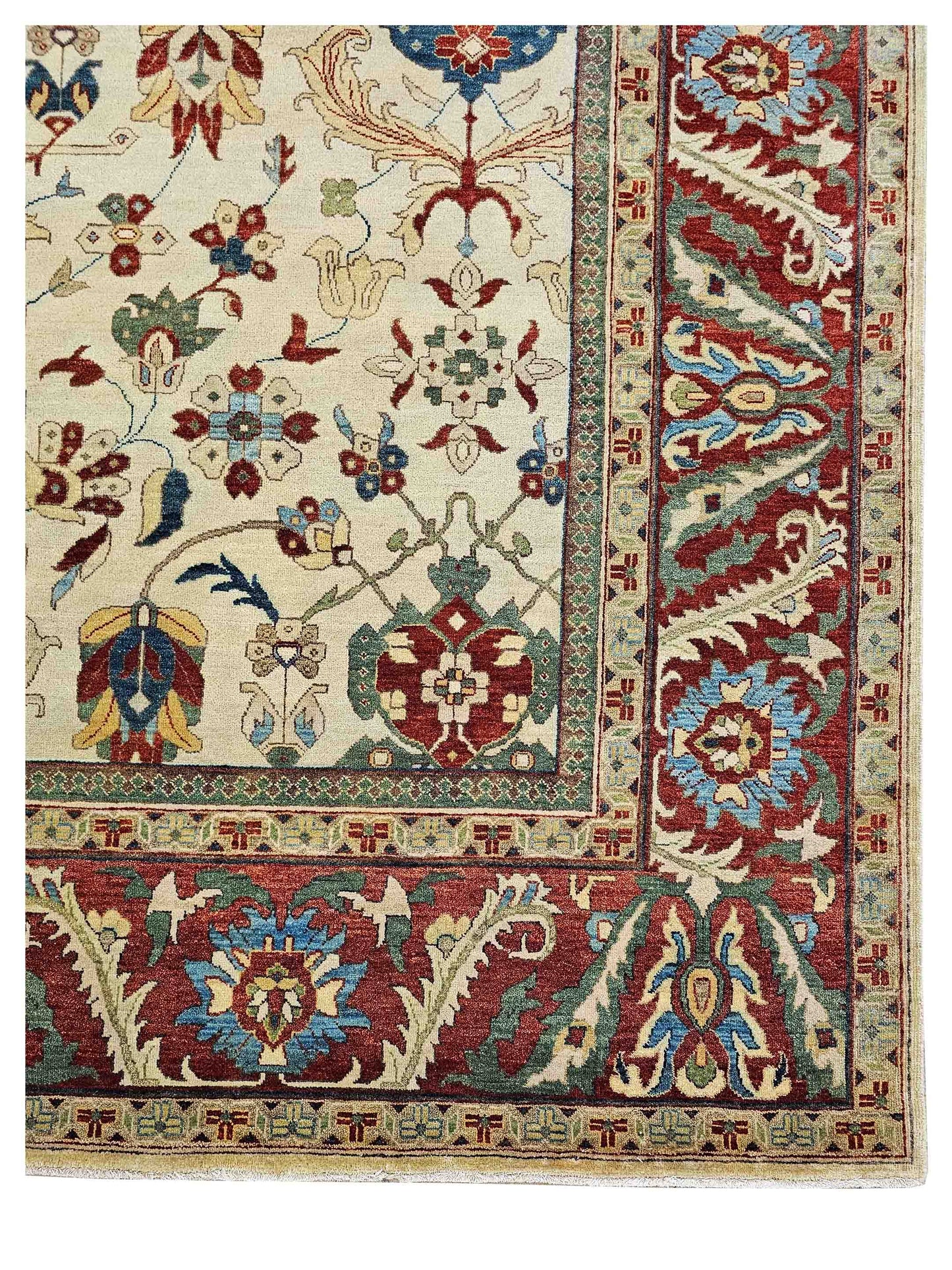 Artisan Gwyneth  Ivory Red Traditional Knotted Rug