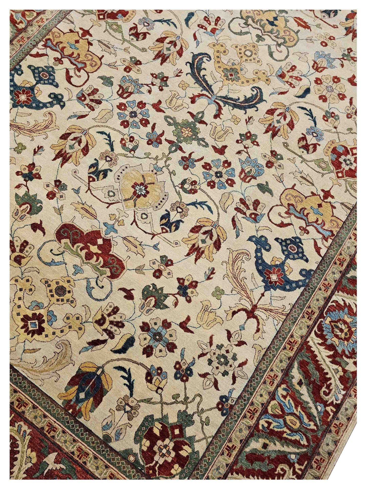 Artisan Gwyneth  Ivory Red Traditional Knotted Rug