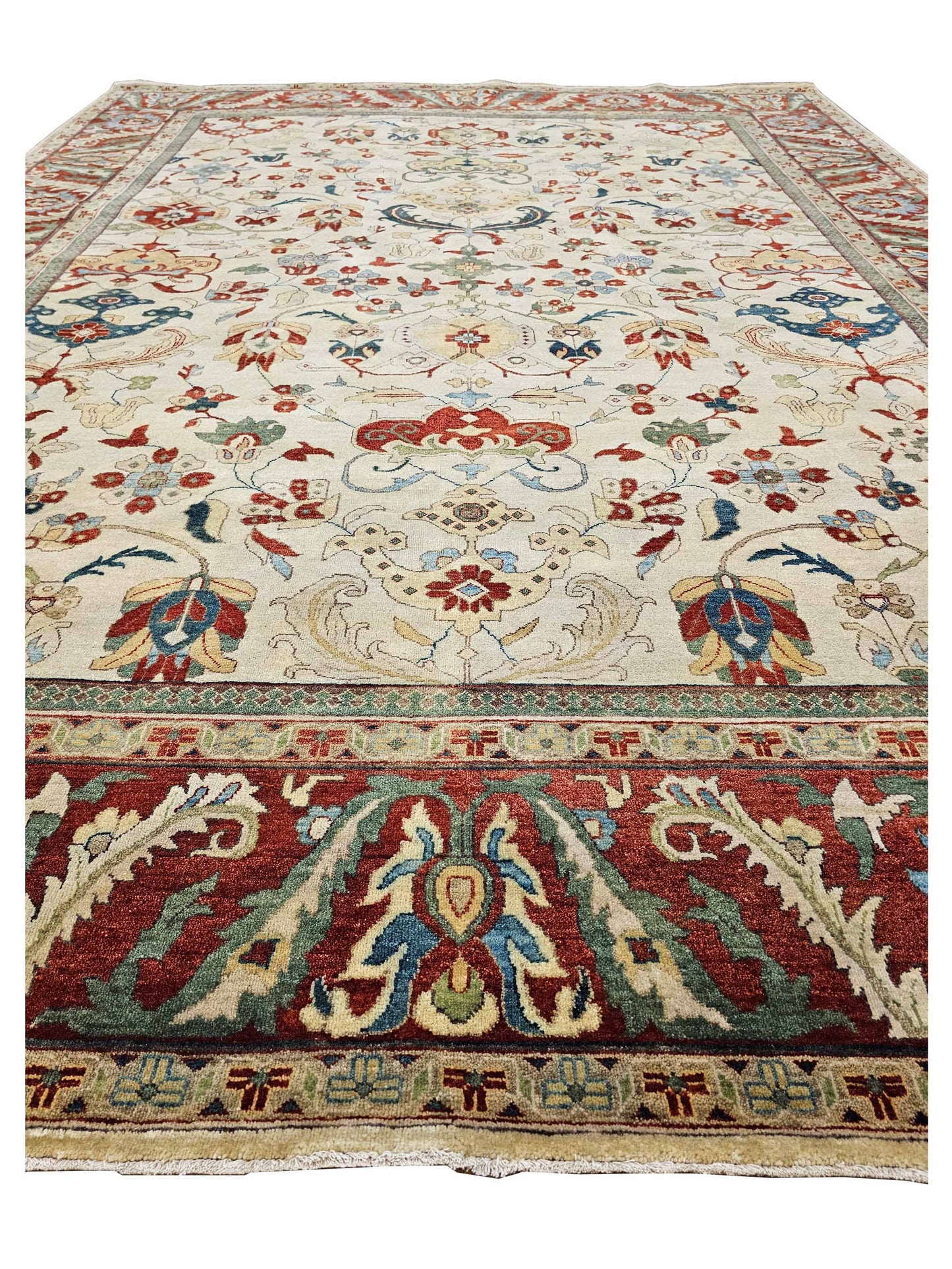 Artisan Gwyneth  Ivory Red Traditional Knotted Rug