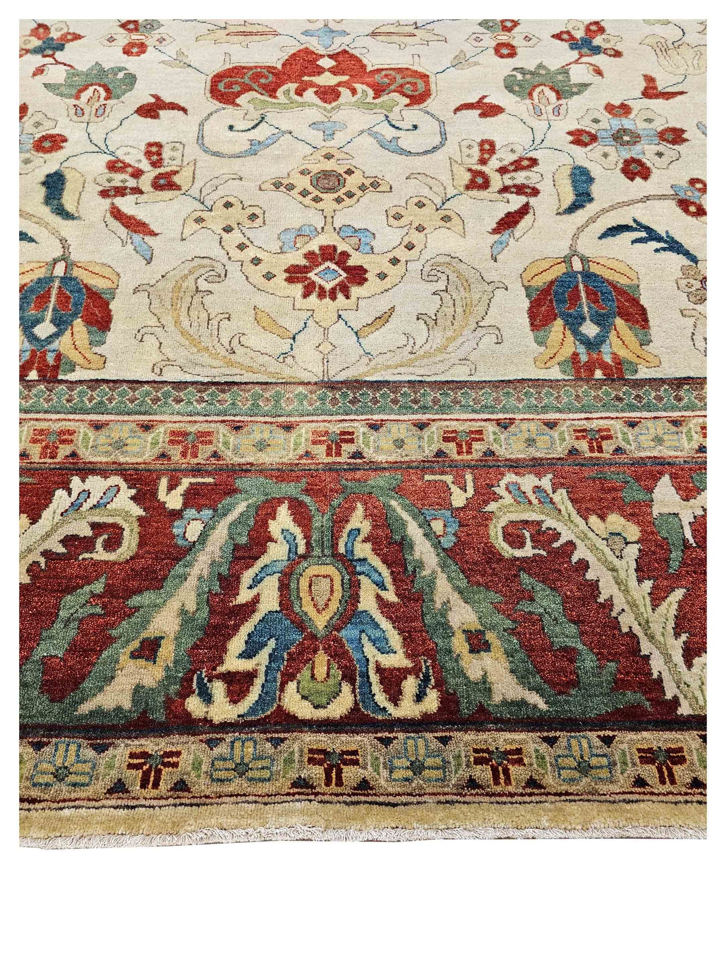 Artisan Gwyneth  Ivory Red Traditional Knotted Rug