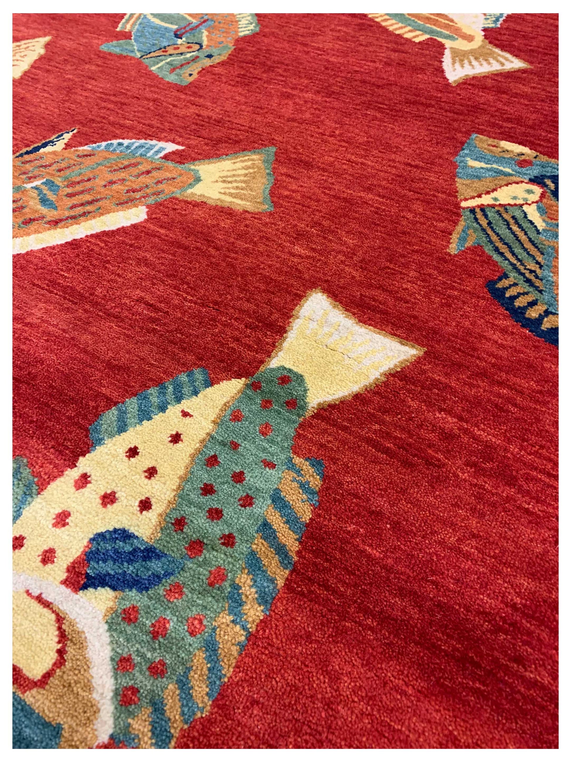 Artisan Lorraine Red Modern Knotted Rug - Rugs - Artisan - Atlanta Designer Rugs