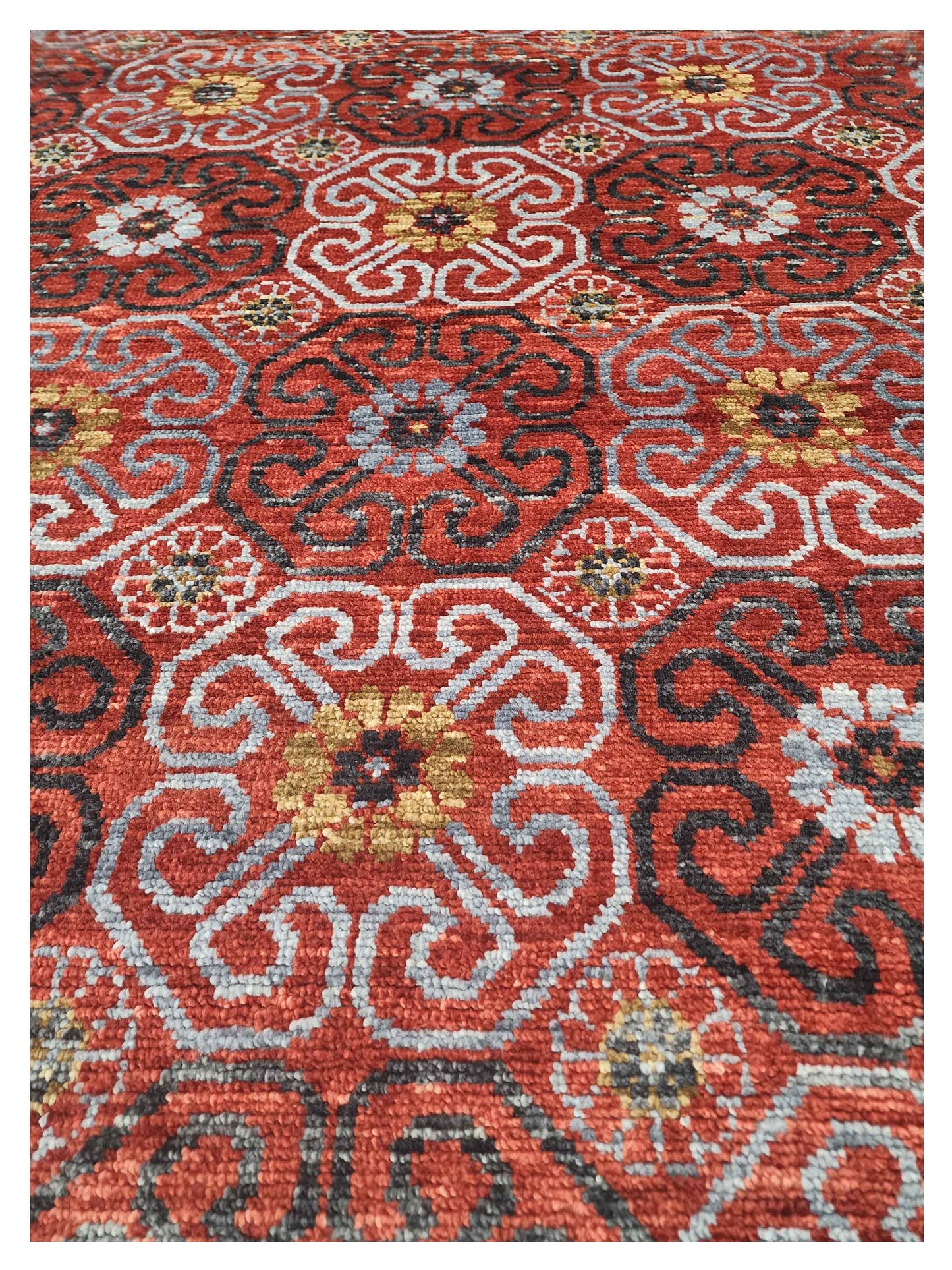 Artisan Amanda  Red Blue Traditional Knotted Rug