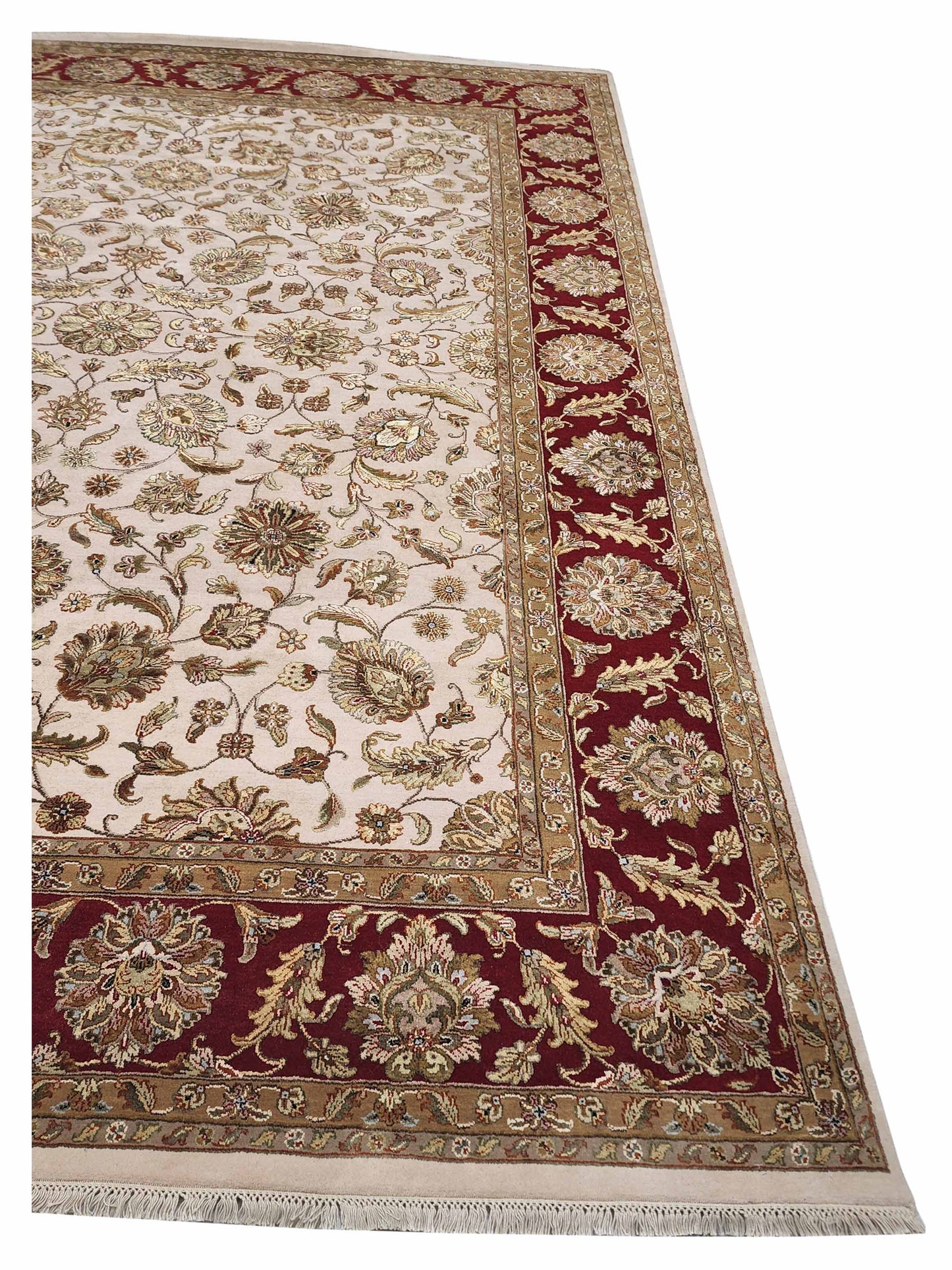 Artisan Rachel  Ivory  Red Traditional Knotted Rug