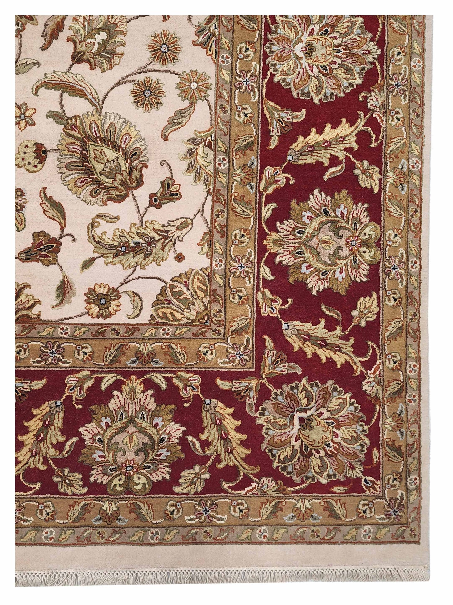 Artisan Rachel  Ivory  Red Traditional Knotted Rug