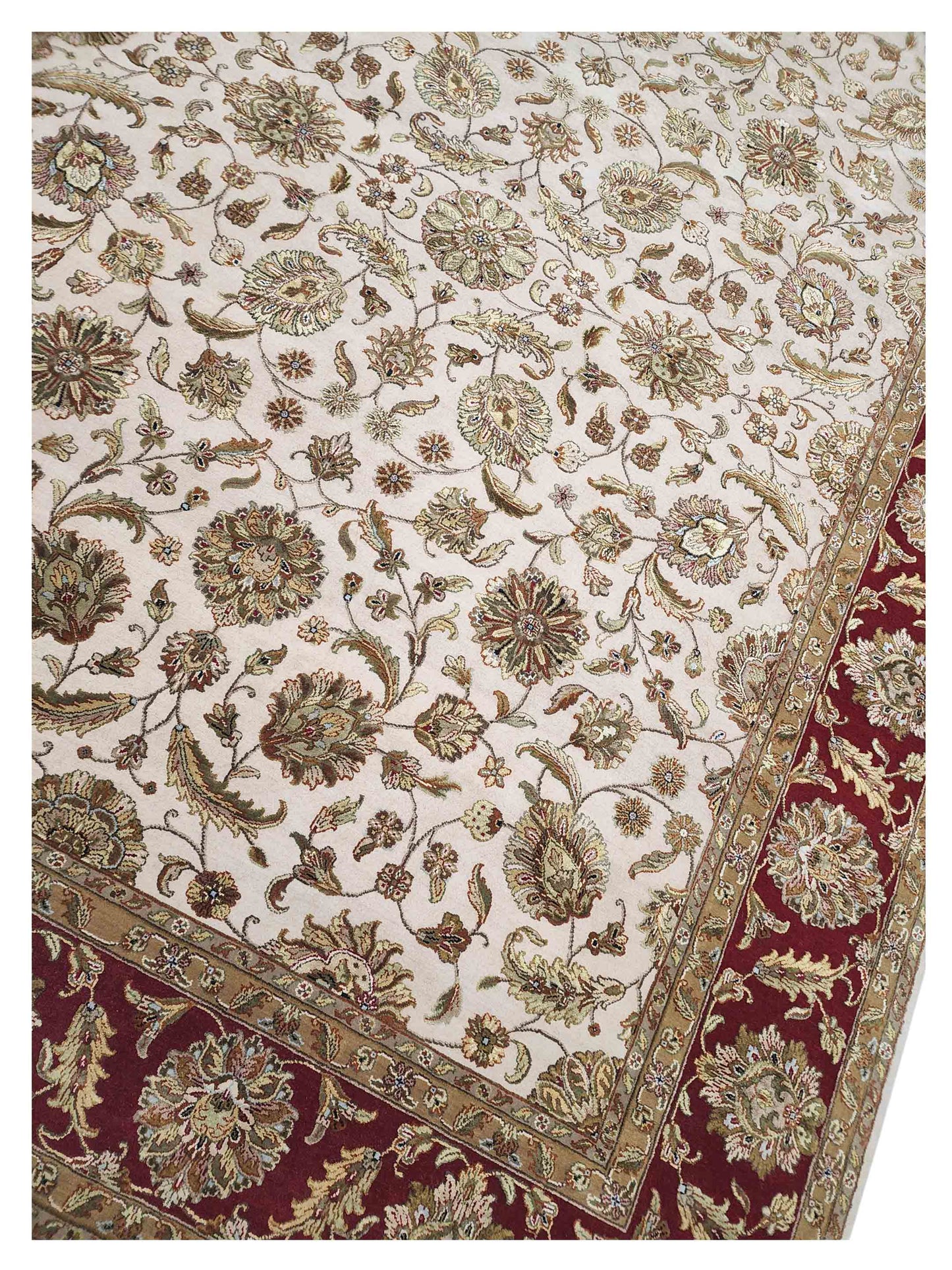 Artisan Rachel  Ivory  Red Traditional Knotted Rug