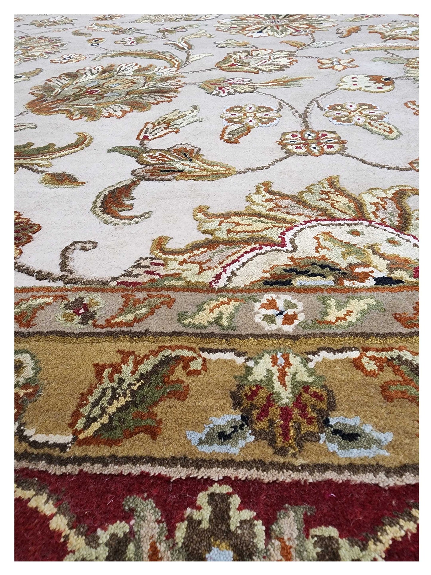 Artisan Rachel  Ivory  Red Traditional Knotted Rug