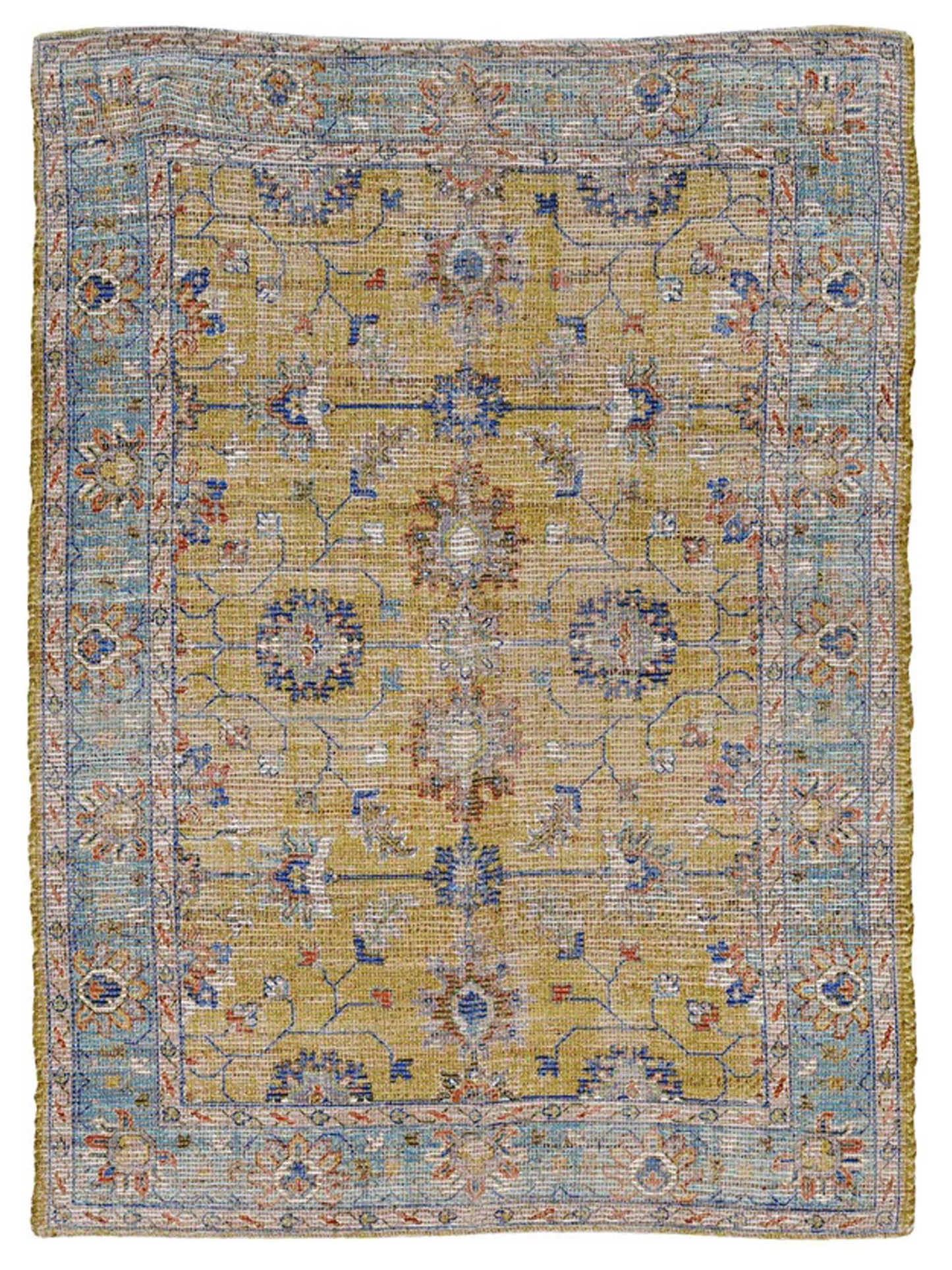 KAS MORRIS 2231 Gold Lt.Blue Traditional Woven Rug - Rugs - KAS - Atlanta Designer Rugs