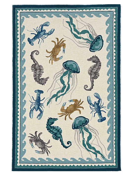 KAS Harbor 4204 Ivory Teal Transitional Knotted Rug - Rugs - KAS - Atlanta Designer Rugs