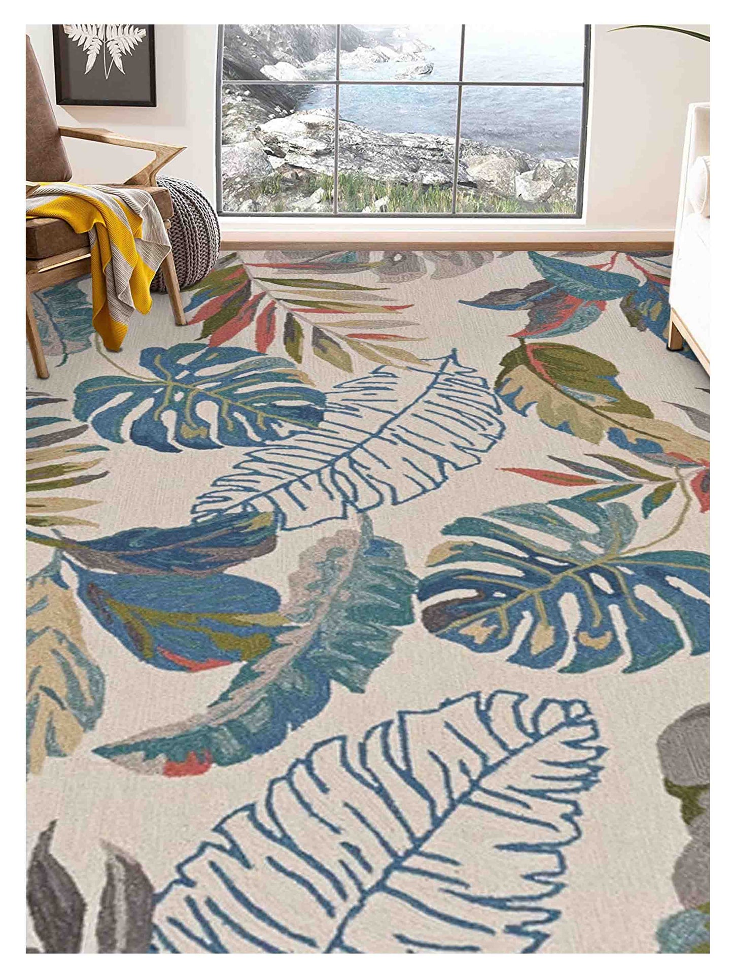 KAS Harbor 4211 Ivory Teal Indoor/Outdoor Knotted Rug - Rugs - KAS - Atlanta Designer Rugs