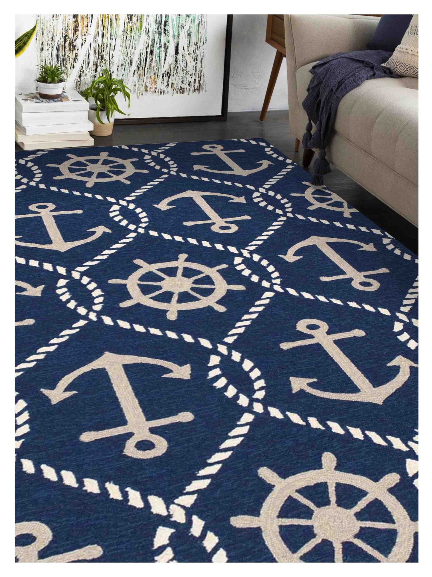 KAS Harbor 4220 Navy Indoor/Outdoor Knotted Rug - Rugs - KAS - Atlanta Designer Rugs