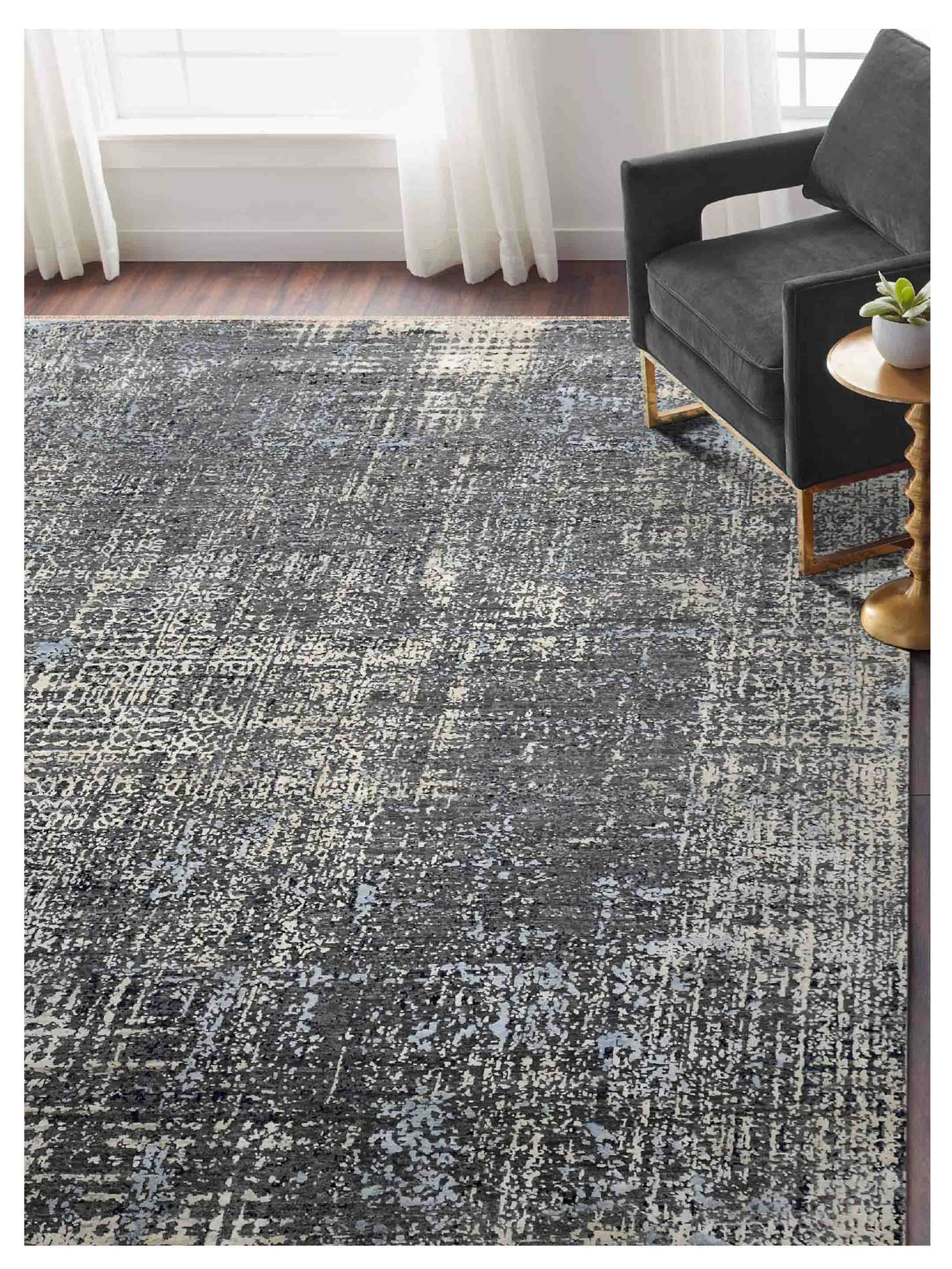 Limited MELBOURNE ME - 252 DARK GRAY Transitional Knotted Rug - Rugs - Limited - Atlanta Designer Rugs