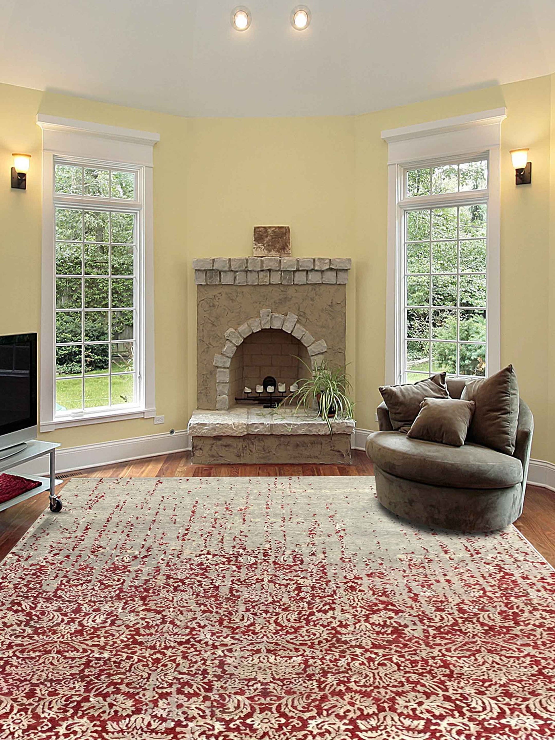 Artisan Toni Grey Red Transitional Knotted Rug - Rugs - Artisan - Atlanta Designer Rugs