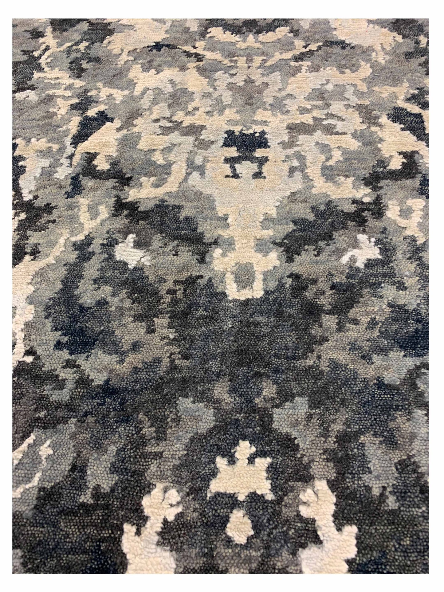 Artisan Mary Charcoal Silver Contemporary Knotted Rug - Rugs - Artisan - Atlanta Designer Rugs