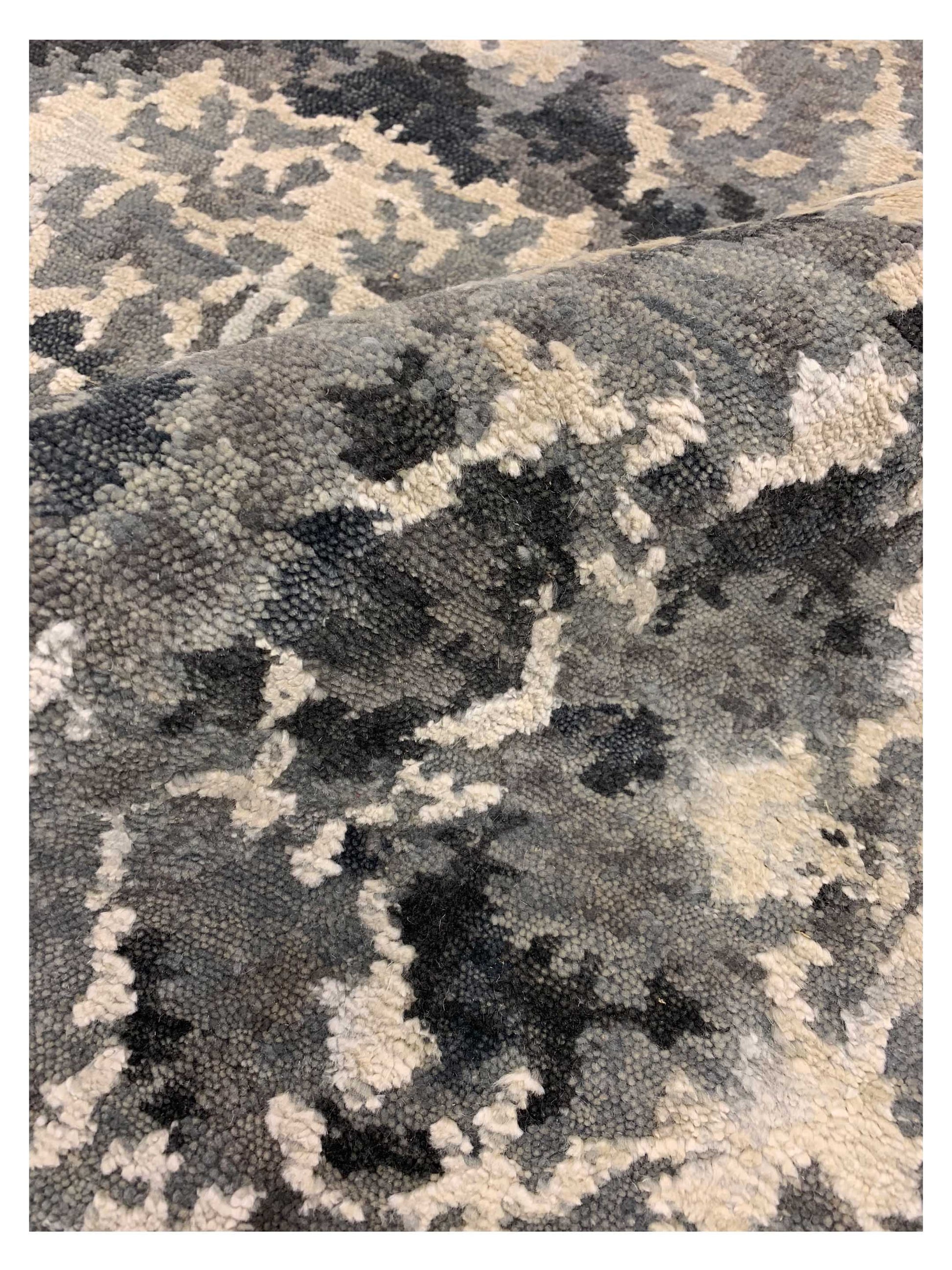 Artisan Mary Charcoal Silver Contemporary Knotted Rug - Rugs - Artisan - Atlanta Designer Rugs