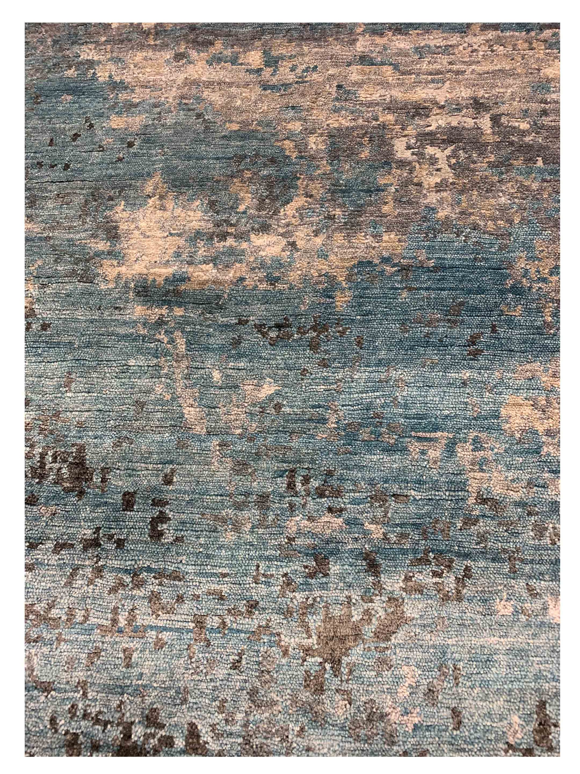 Artisan Mary Turquoise Contemporary Knotted Rug - Rugs - Artisan - Atlanta Designer Rugs