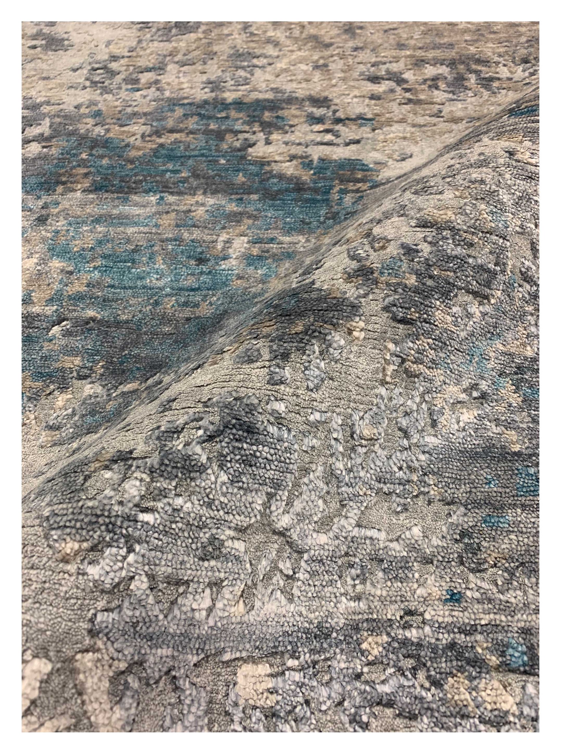 Artisan Mary Turquoise Contemporary Knotted Rug - Rugs - Artisan - Atlanta Designer Rugs