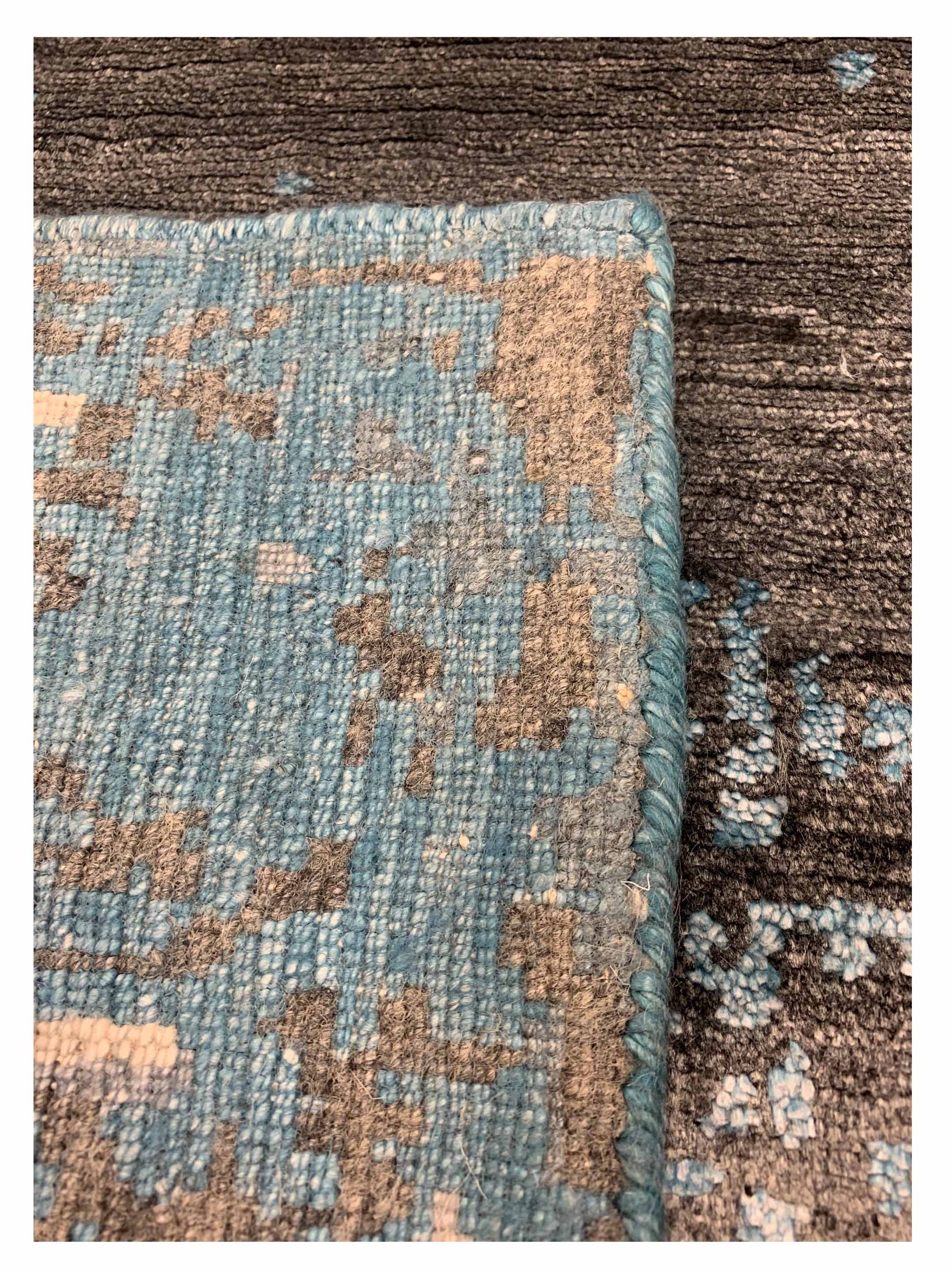 Artisan Mary Turquoise Contemporary Knotted Rug - Rugs - Artisan - Atlanta Designer Rugs