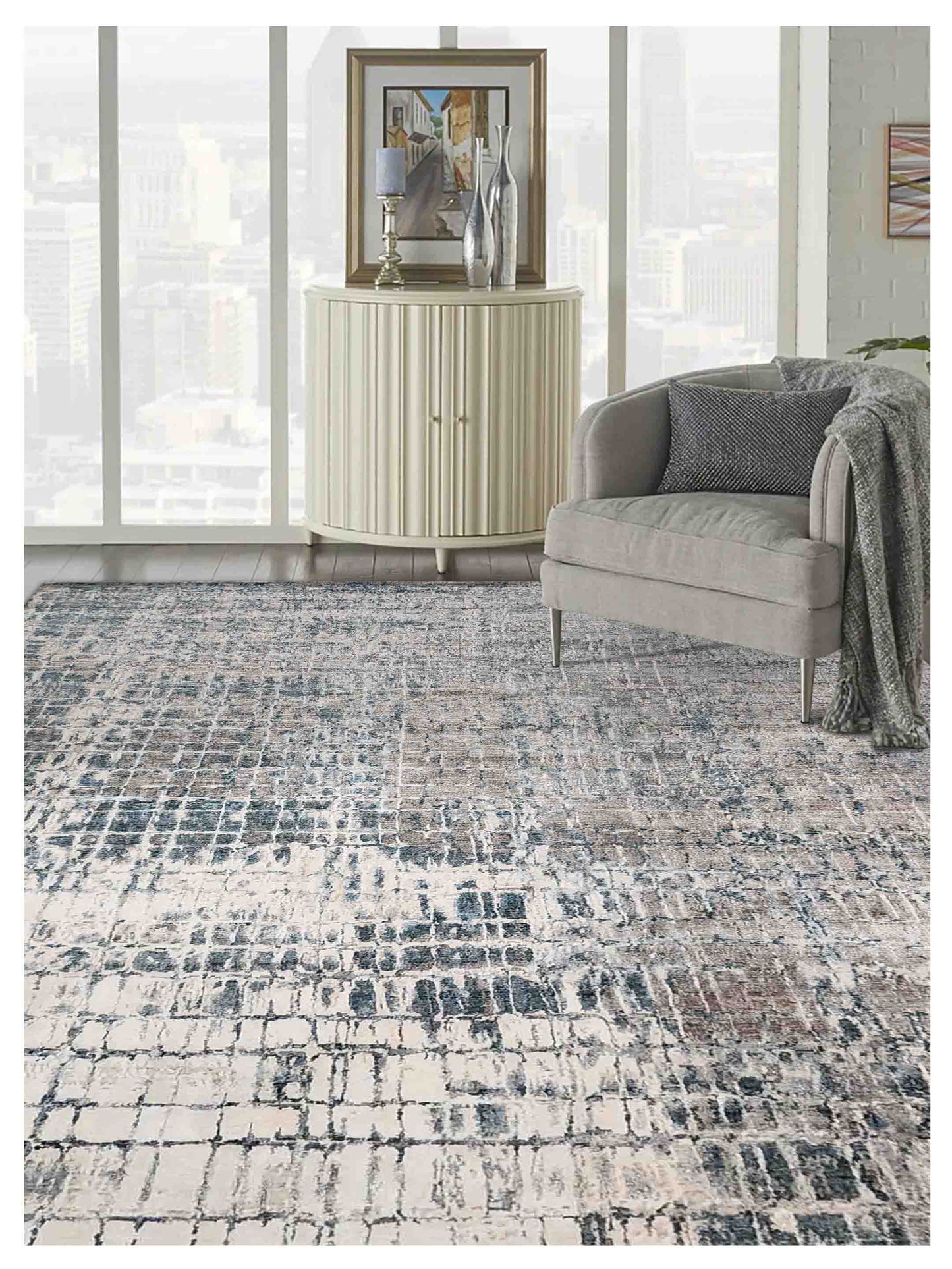 Artisan Mary Blue Granite Contemporary Knotted Rug - Rugs - Artisan - Atlanta Designer Rugs