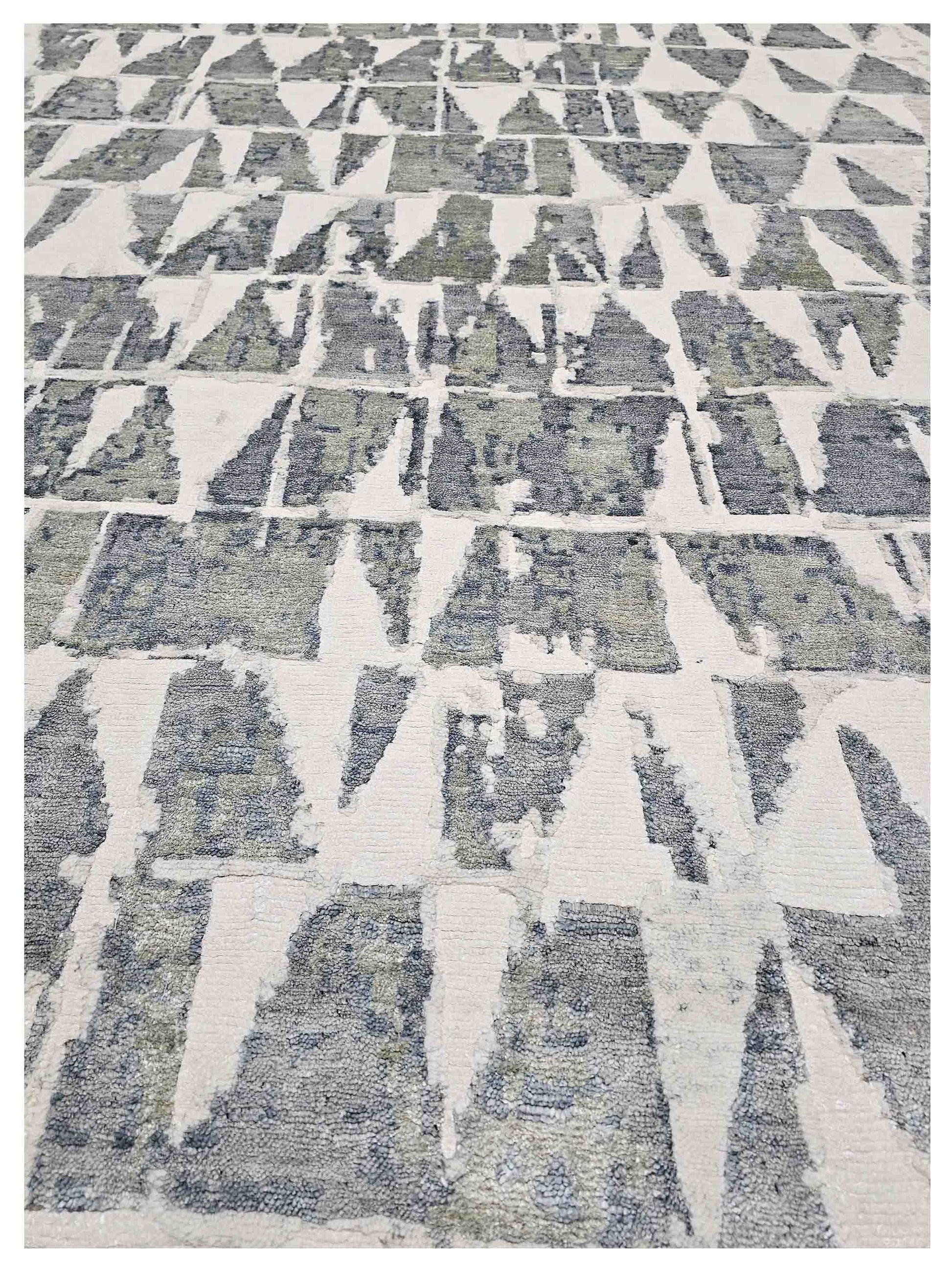 Artisan Mary Ivory Aqua Contemporary Knotted Rug - Rugs - Artisan - Atlanta Designer Rugs