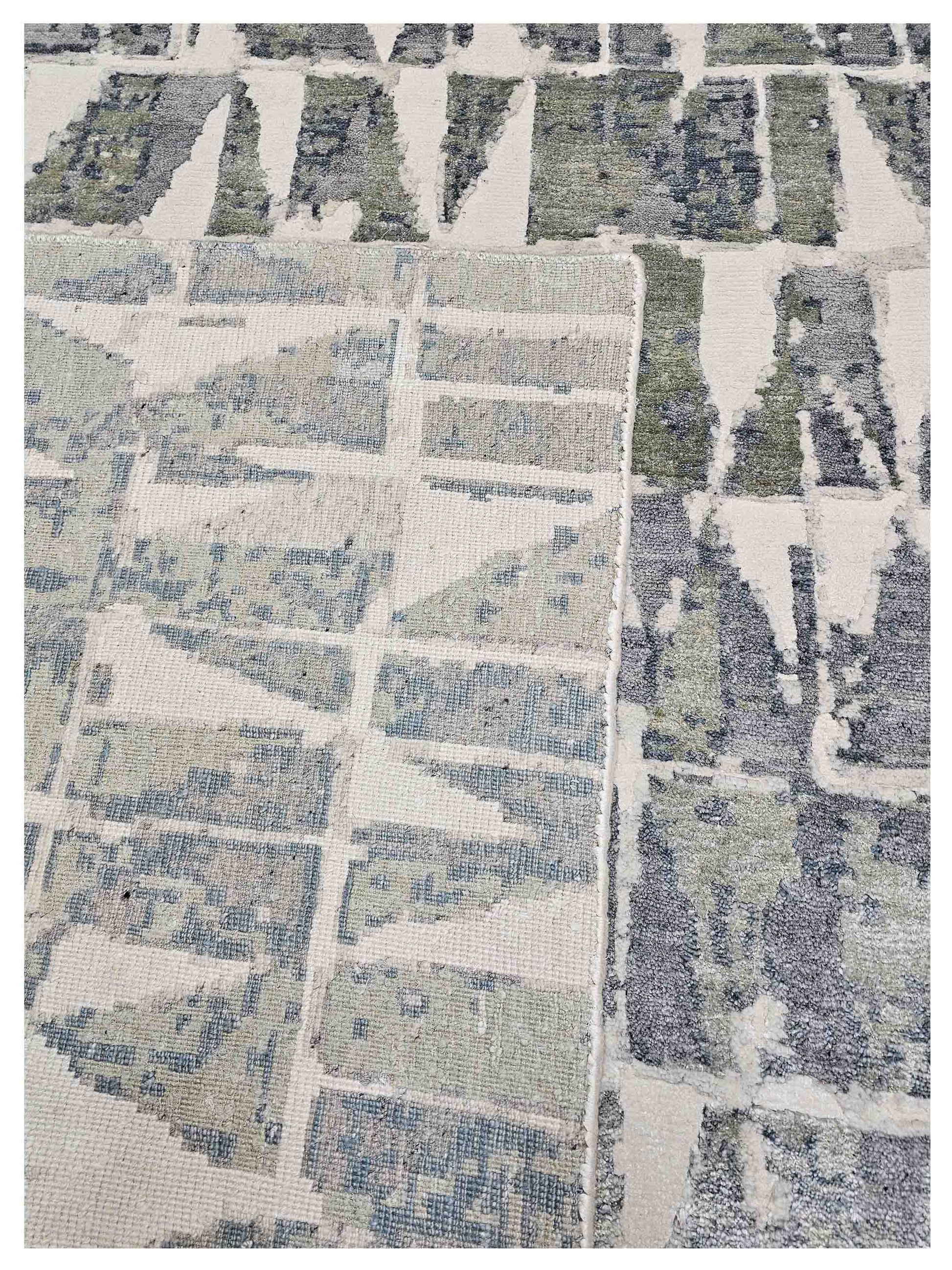 Artisan Mary Ivory Aqua Contemporary Knotted Rug - Rugs - Artisan - Atlanta Designer Rugs