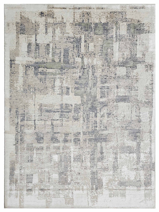 Artisan Mary Ivory Silver Contemporary Knotted Rug - Rugs - Artisan - Atlanta Designer Rugs