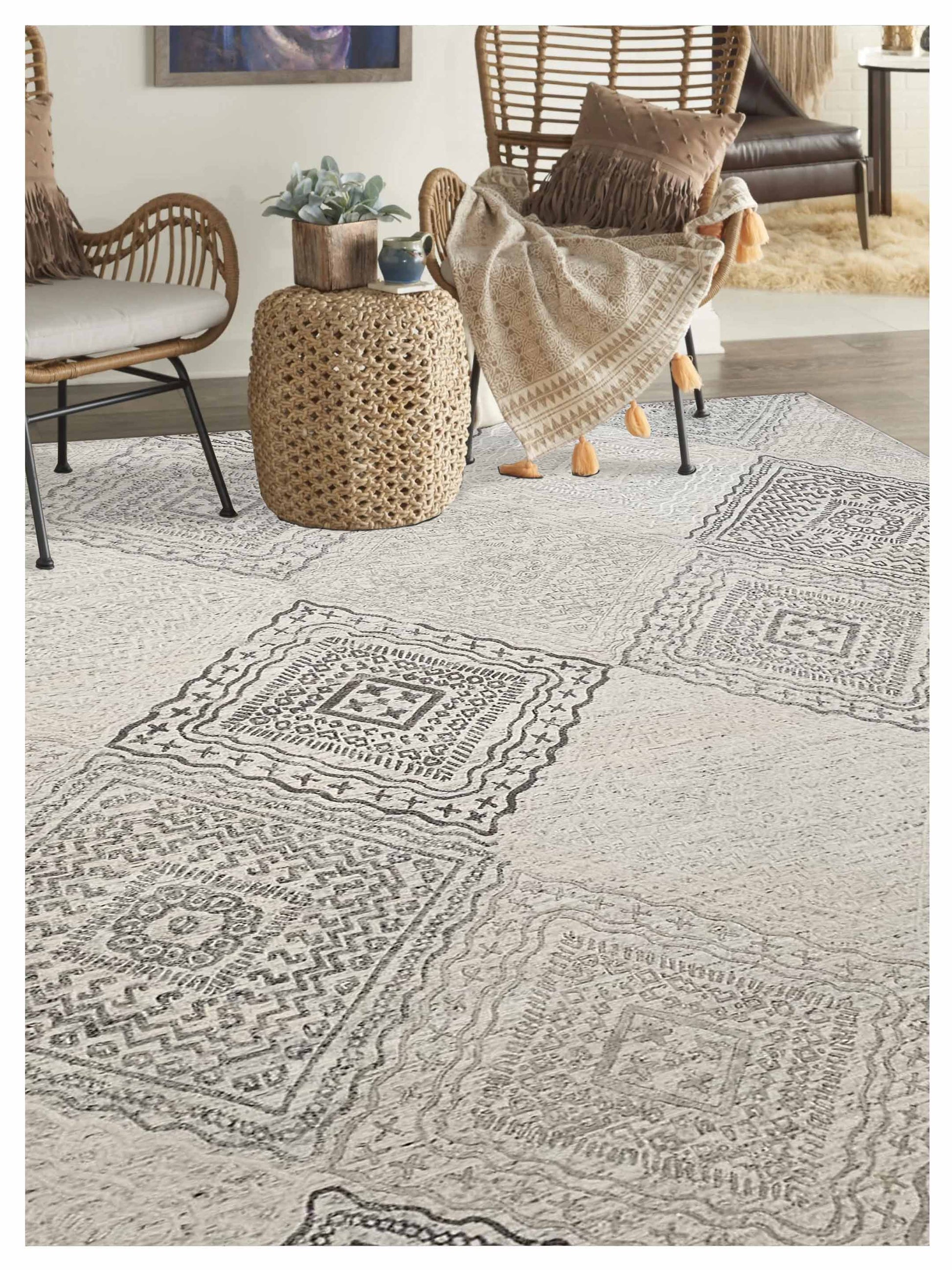 Artisan Mary Beige Contemporary Knotted Rug - Rugs - Artisan - Atlanta Designer Rugs