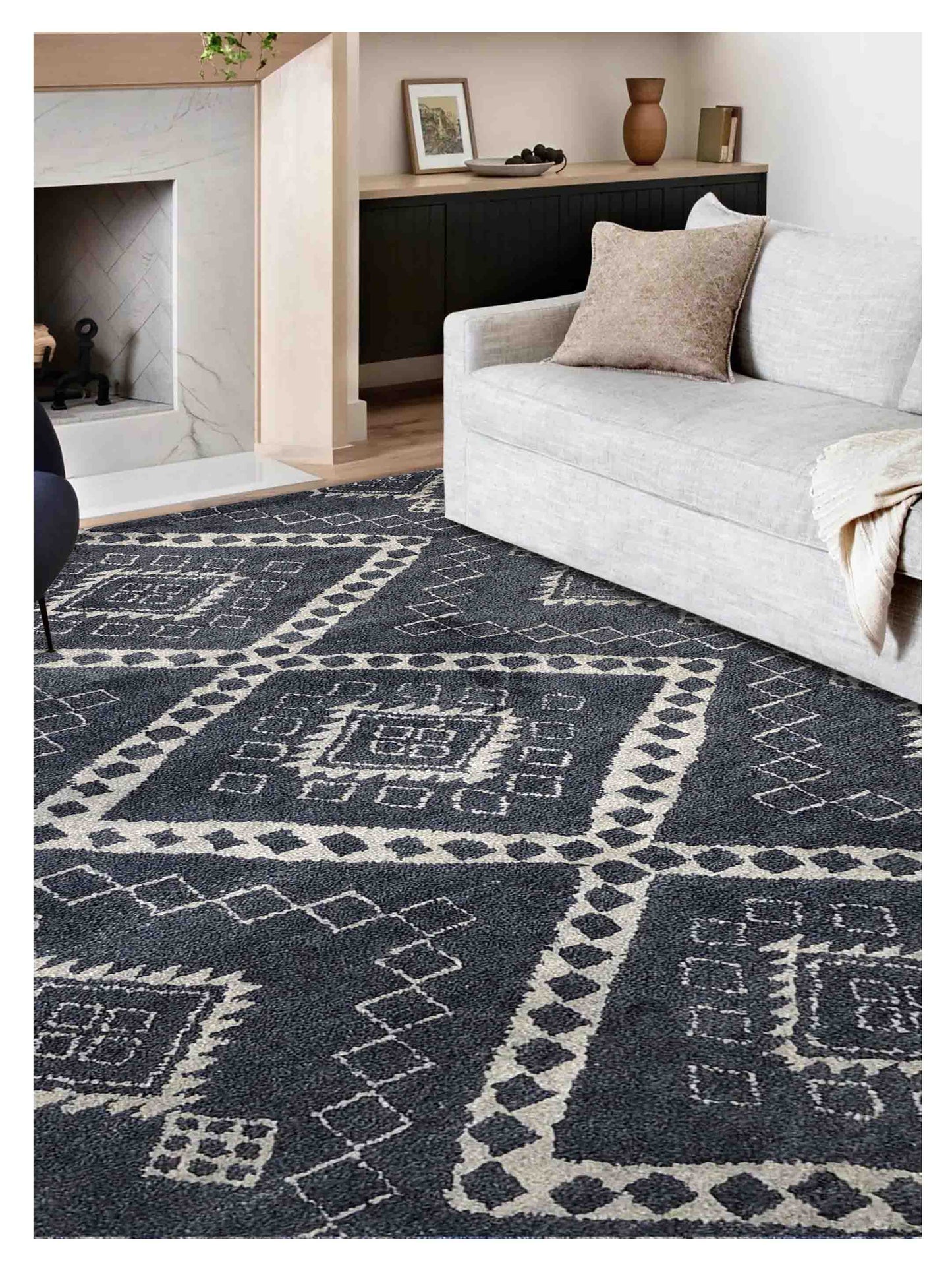 Artisan Marion  Charcoal Silver Transitional Knotted Rug