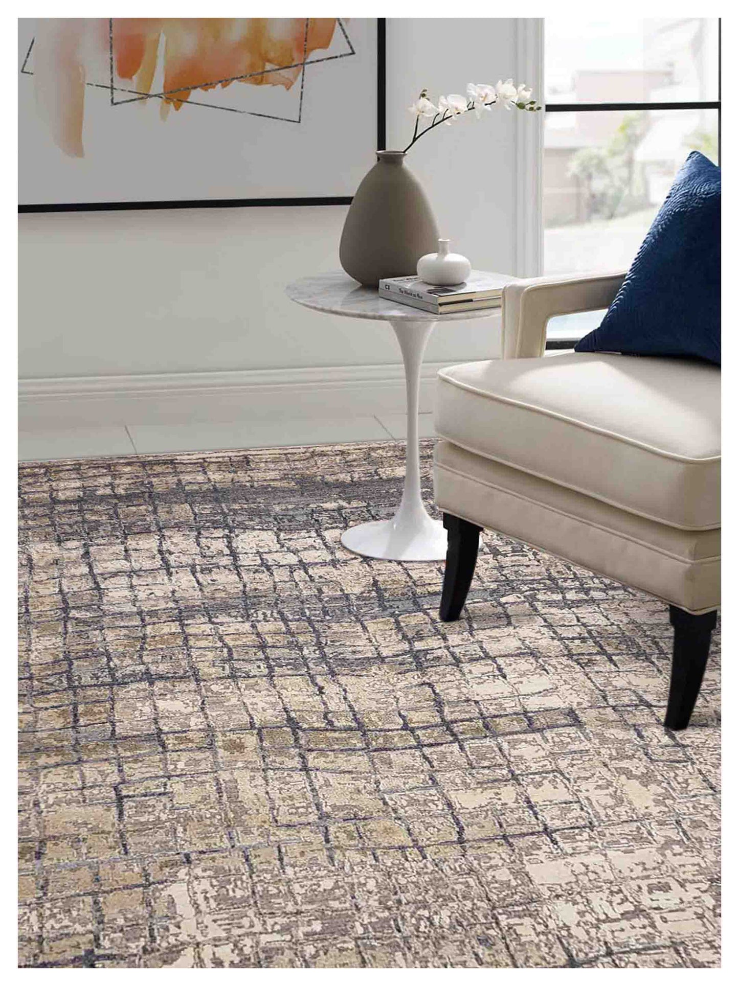 Artisan Bloom  Beige Multi Transitional Knotted Rug