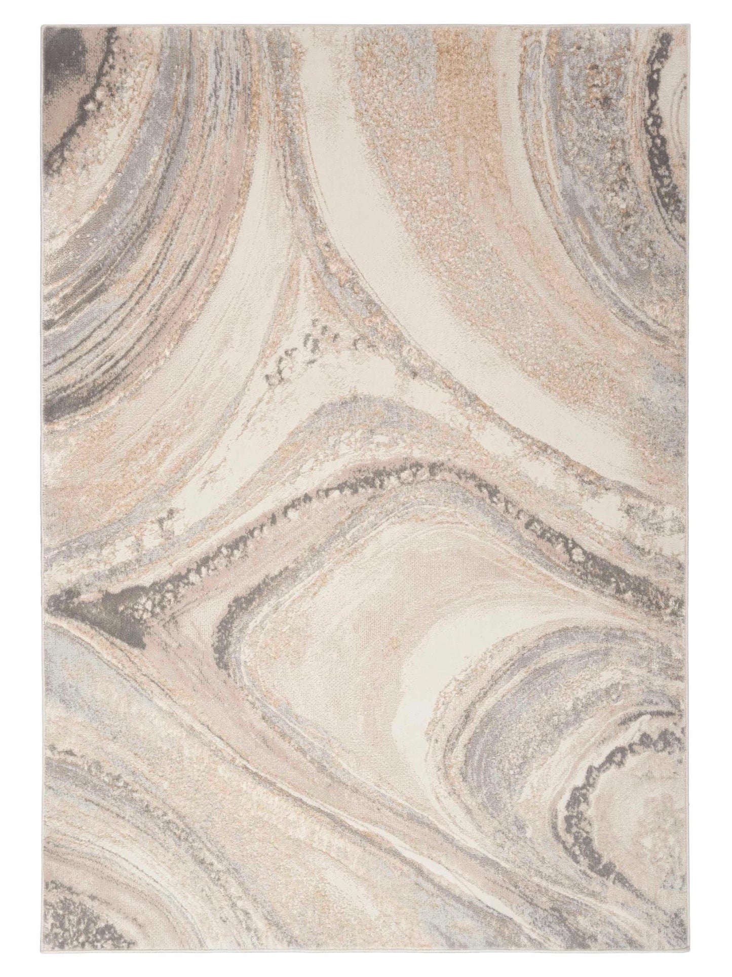 Inspire Me! Home Décor Brushstrokes BSK03 Cream Grey Contemporary Machinemade Rug