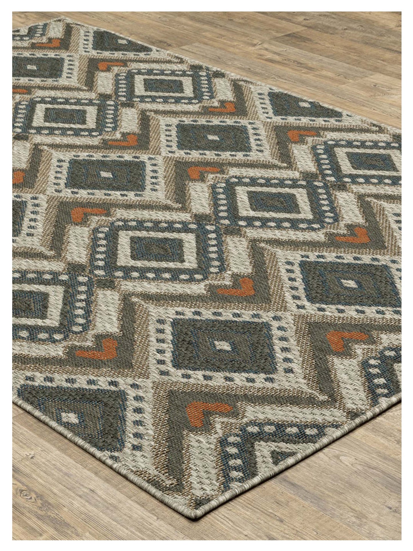 Oriental Weavers LATITUDE 002X3 Grey Orange Outdoor Machinemade Rug