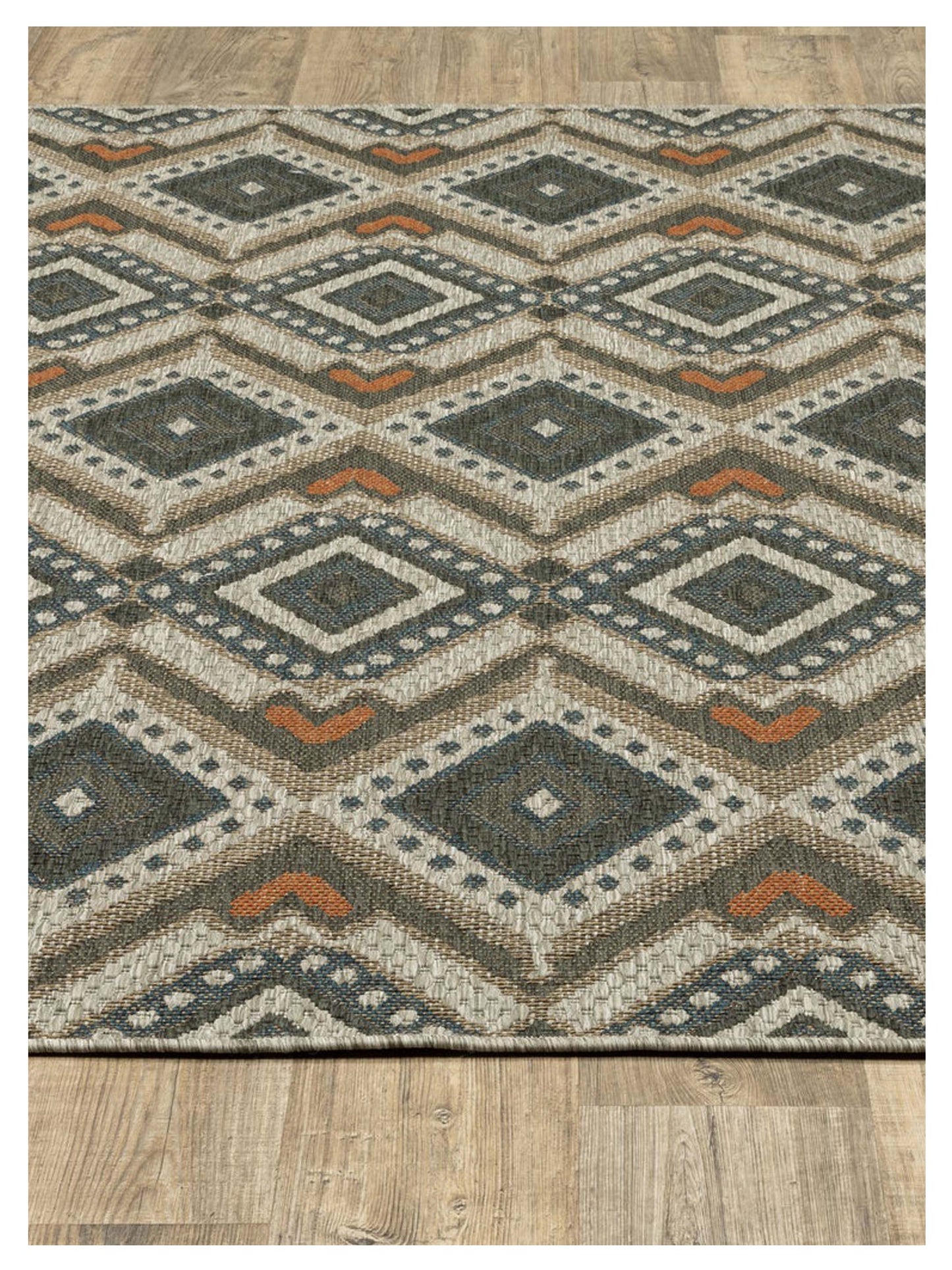 Oriental Weavers LATITUDE 002X3 Grey Orange Outdoor Machinemade Rug