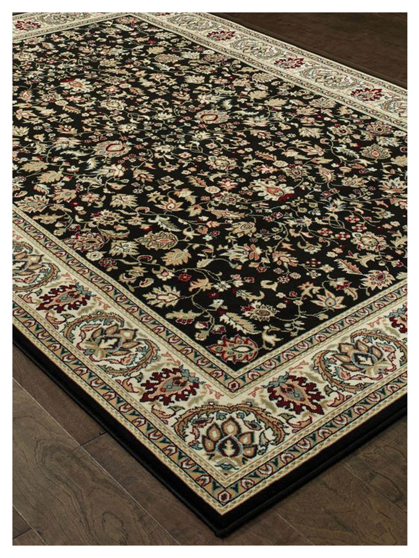 Oriental Weavers KASHAN 108B1 Black Ivory Traditional Machinemade Rug