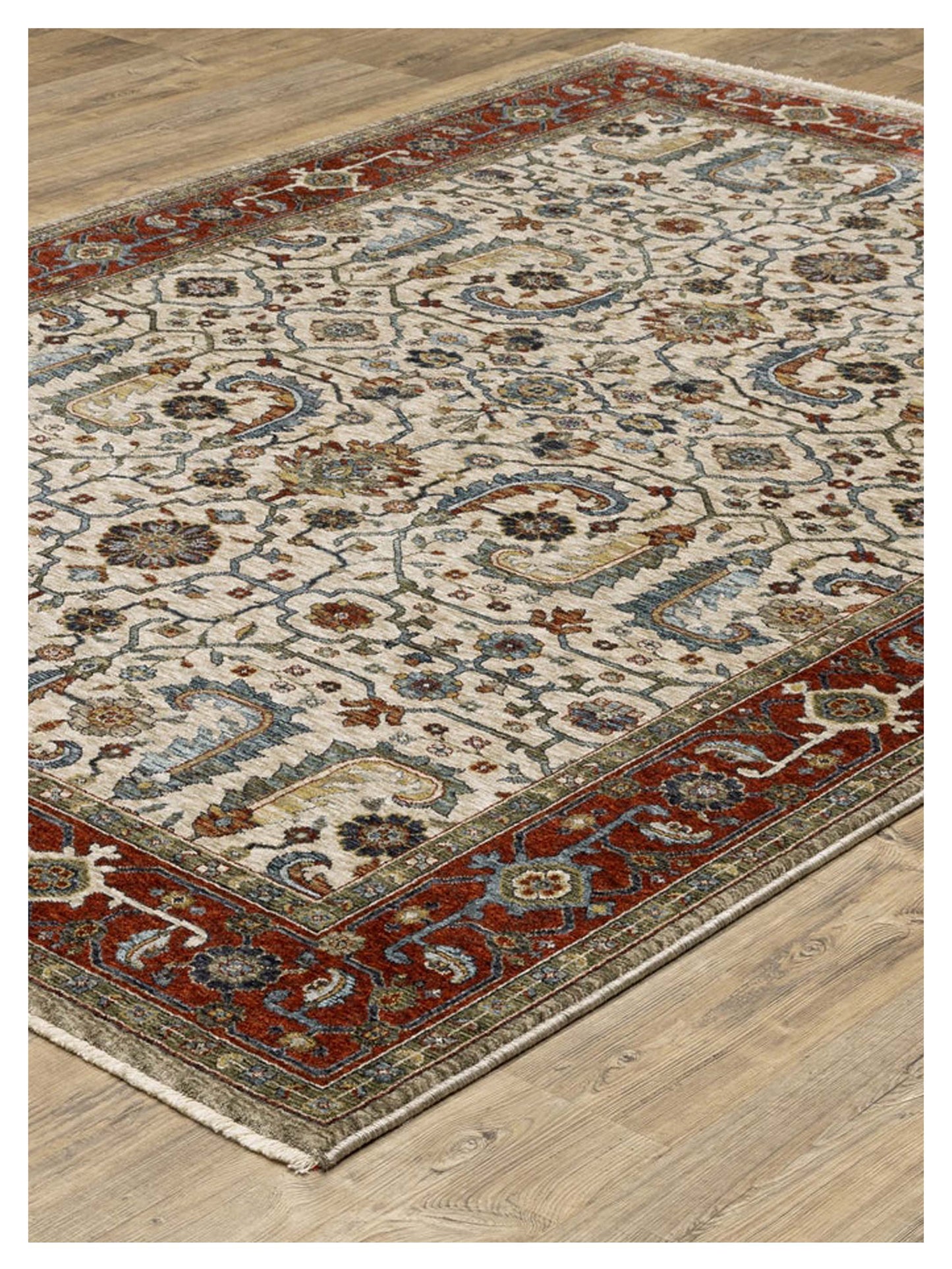 Oriental Weavers ABERDEEN 144D1 Ivory Red Traditional Machinemade Rug